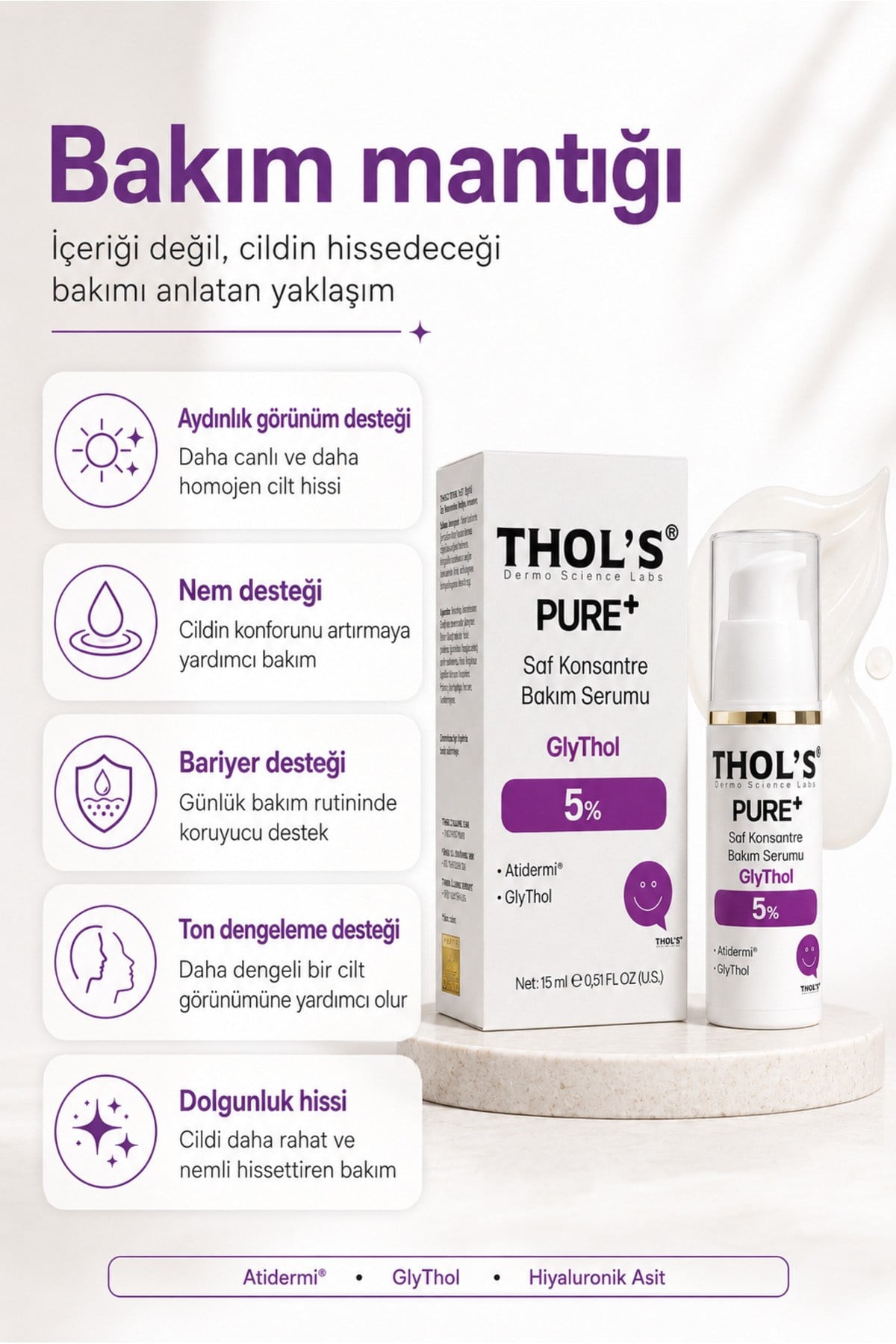 TB74 PURE+ %5 GlyThol Cilt Tonu Eşitleyici ve Siyah Nokta Karşıtı Konsantre Saf Peeling Serum - 15 ML