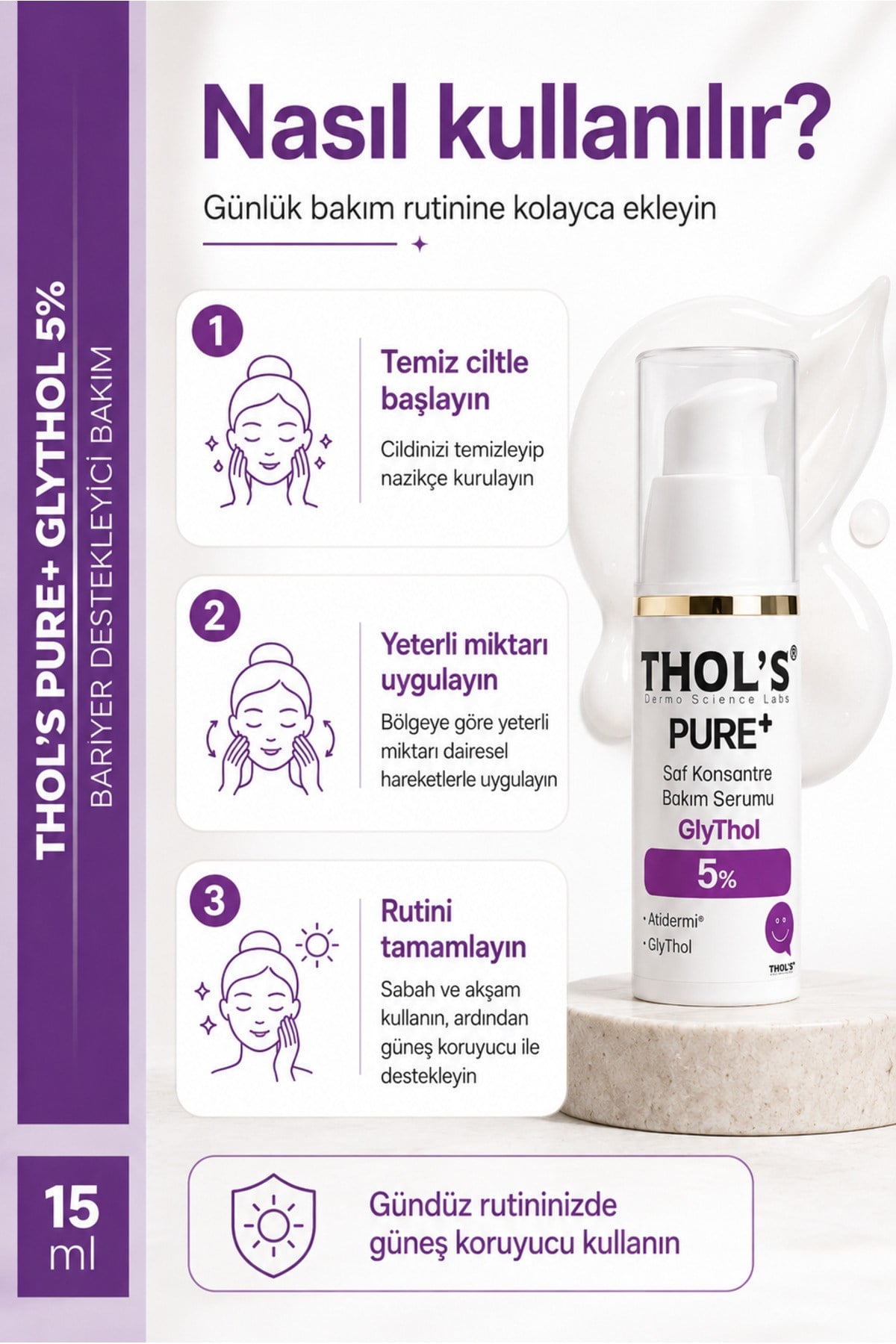 TB74 PURE+ %5 GlyThol Cilt Tonu Eşitleyici ve Siyah Nokta Karşıtı Konsantre Saf Peeling Serum - 15 ML