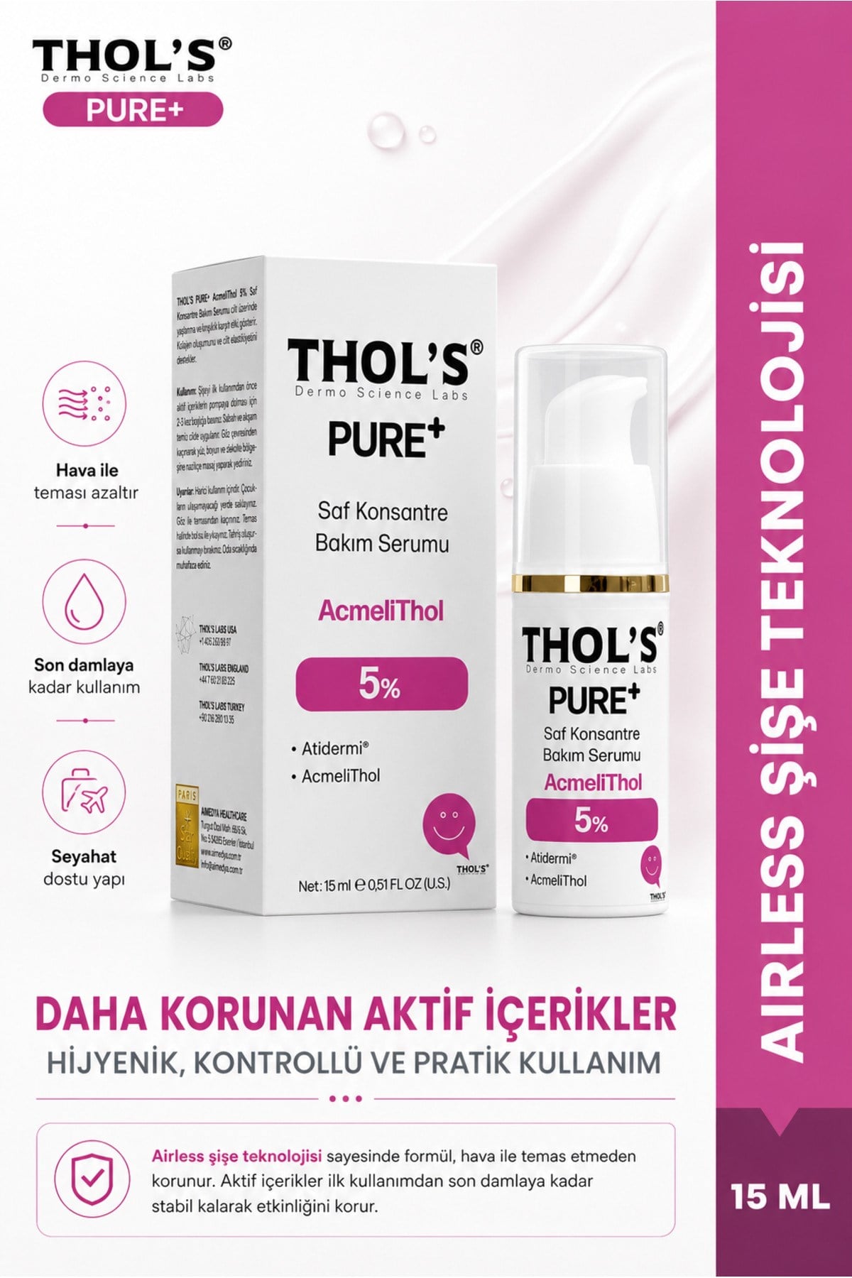 TB76 PURE+ Acmelithol Dolgu Etkili Kırışıklık ve Kolajen Destekli Saf Bakım Serumu - 15 ML