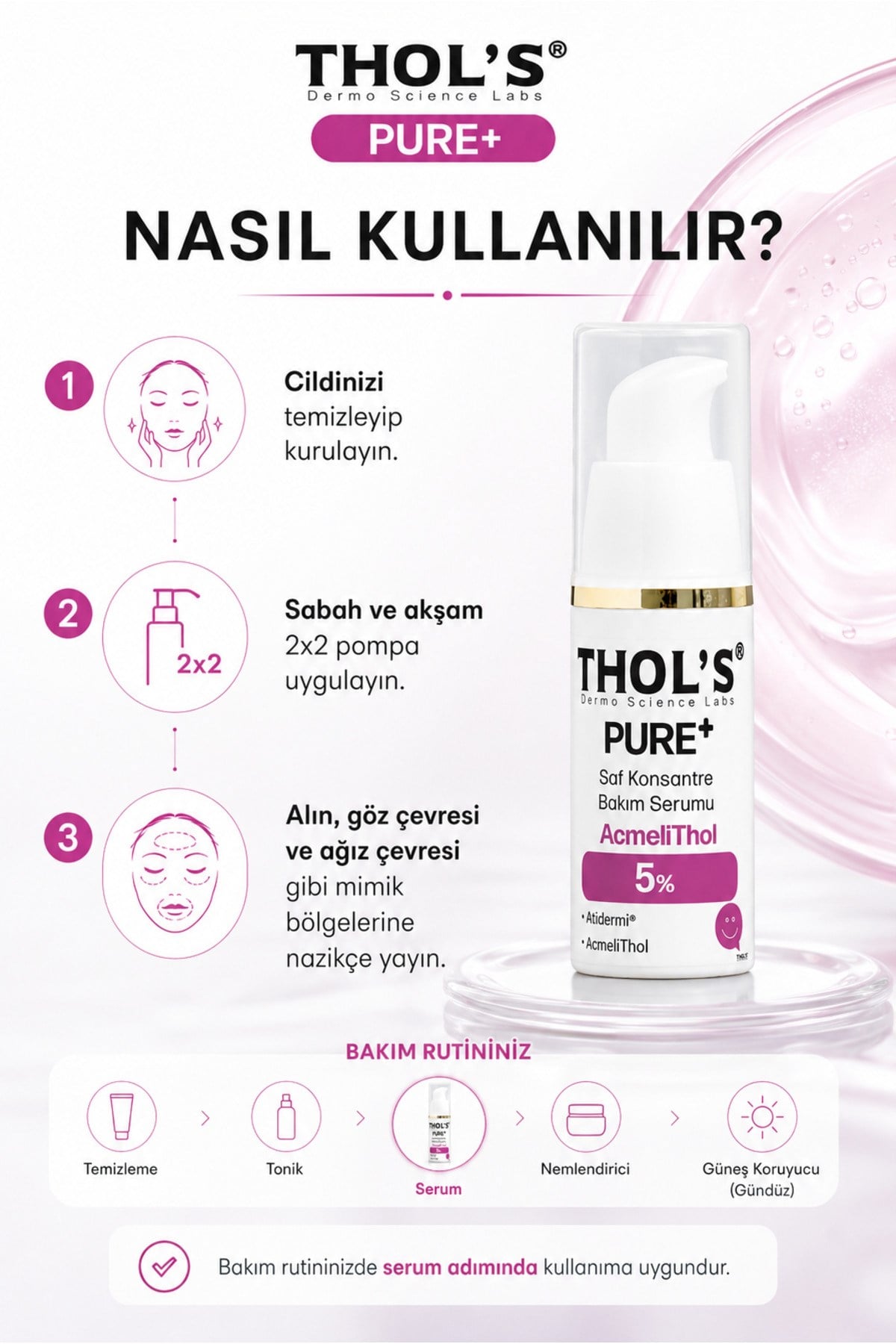 TB76 PURE+ Acmelithol Dolgu Etkili Kırışıklık ve Kolajen Destekli Saf Bakım Serumu - 15 ML