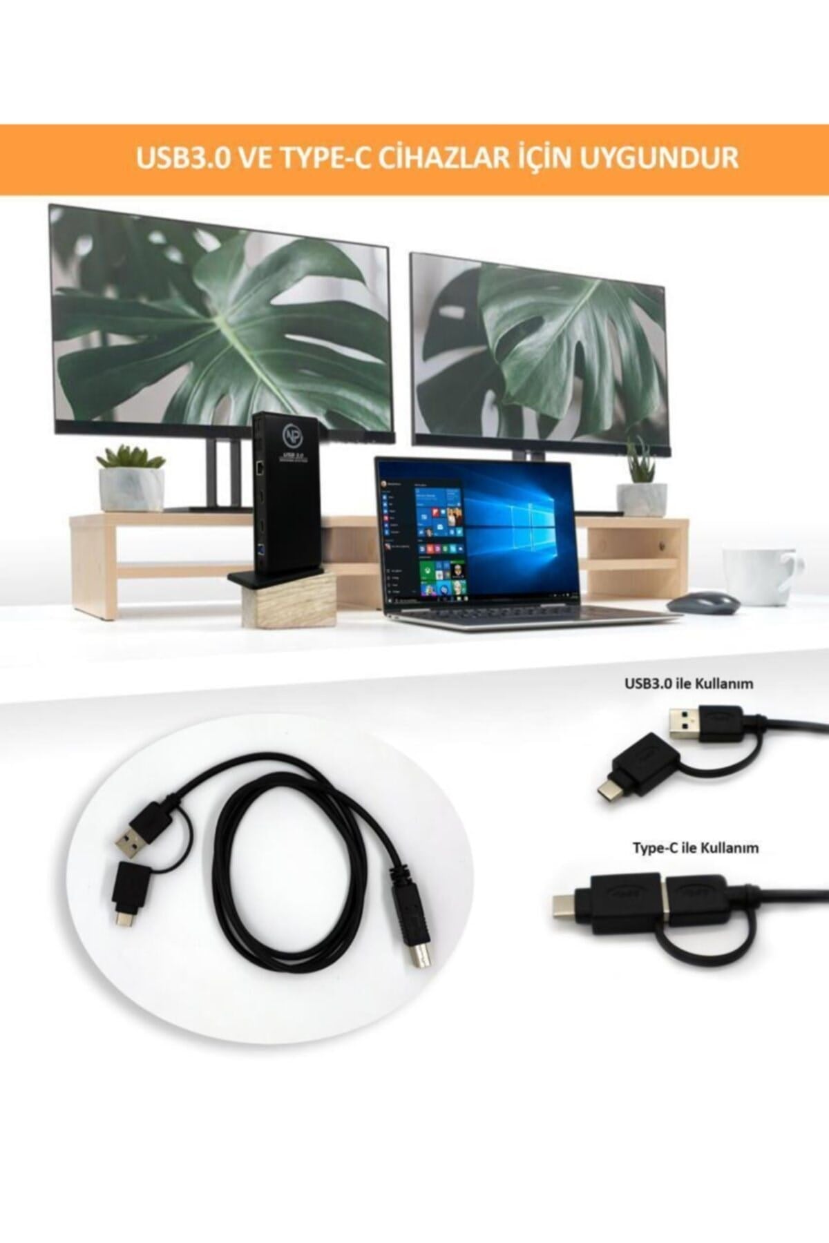 Tcd-102 Macos/windows 4k 60hz 2xhdmı 4xusb2.0 2xusb3.1 1xtypeb 2x3,5mm Gigabit Docking Station
