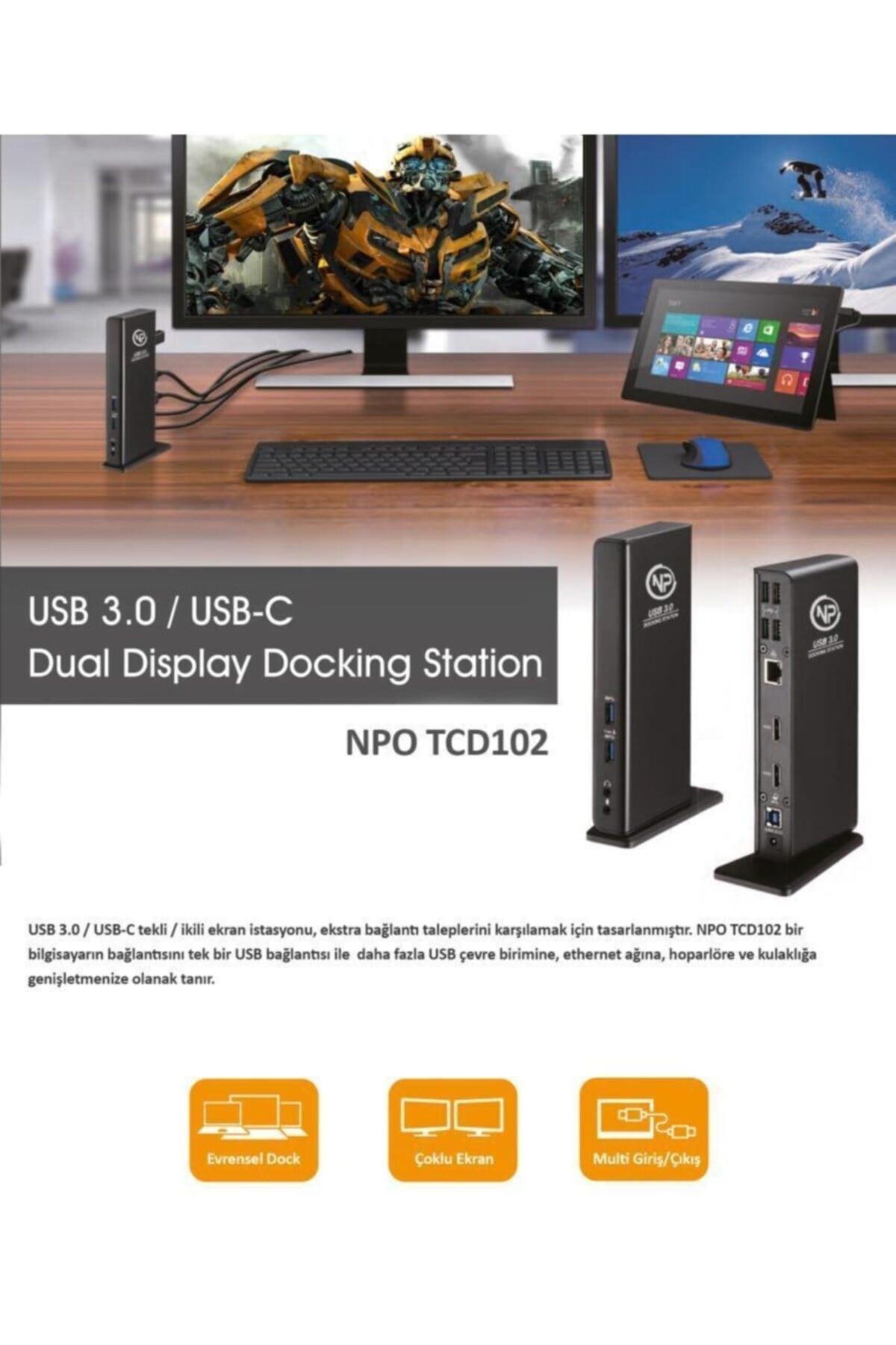 Tcd-102 Macos/windows 4k 60hz 2xhdmı 4xusb2.0 2xusb3.1 1xtypeb 2x3,5mm Gigabit Docking Station