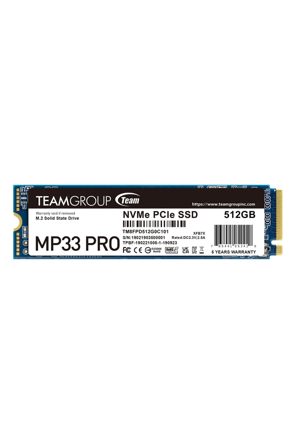 Team MP33 Pro 512GB 3500/3000MB/s NVMe PCIe Gen3x4 M.2 SSD Disk (TM8FPD512G0C101)