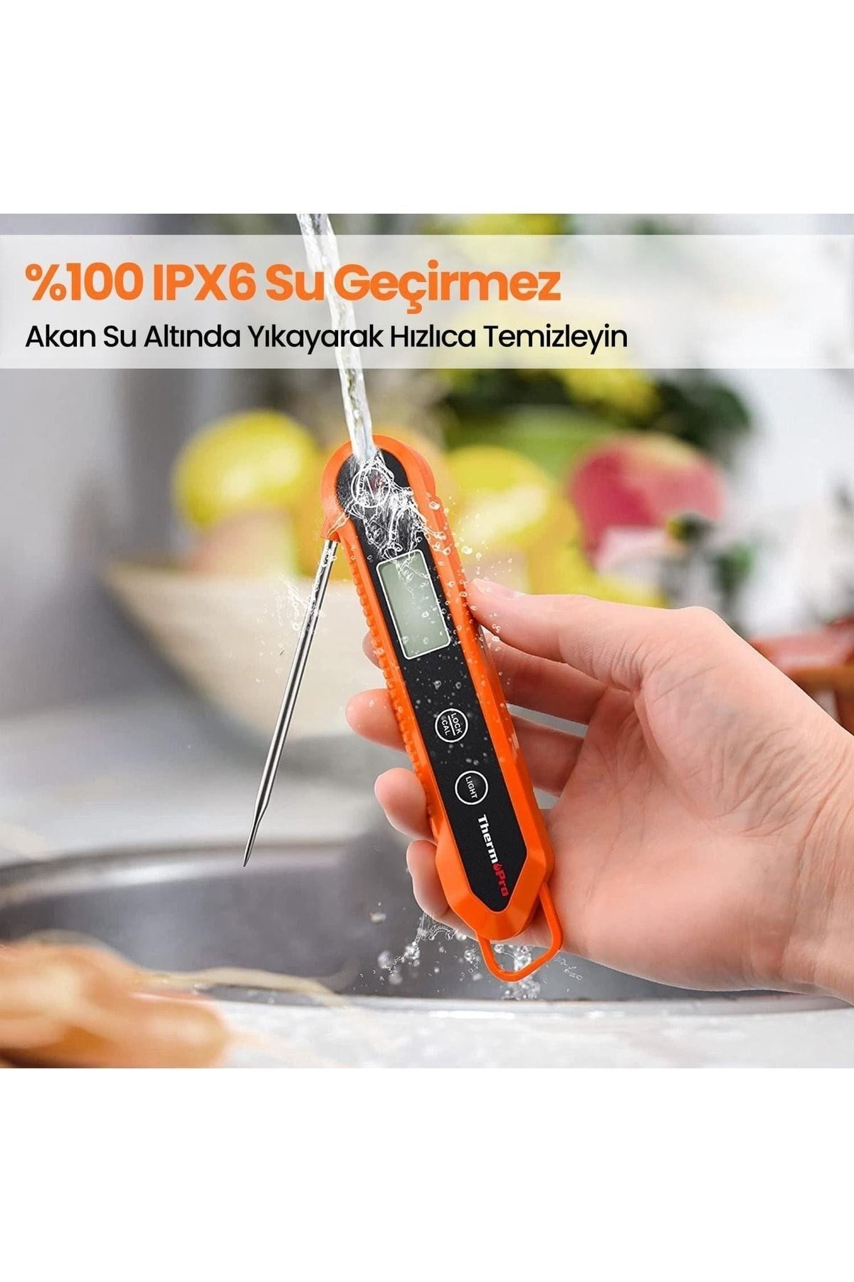 Thermopro Tp03h Su Geçirmez Katlanabilir Hızlı Sonuç Gıda Pişirme Termometresi