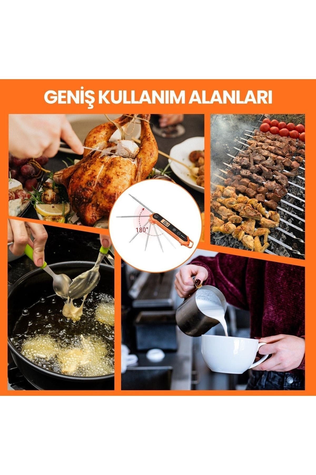 Thermopro Tp03h Su Geçirmez Katlanabilir Hızlı Sonuç Gıda Pişirme Termometresi