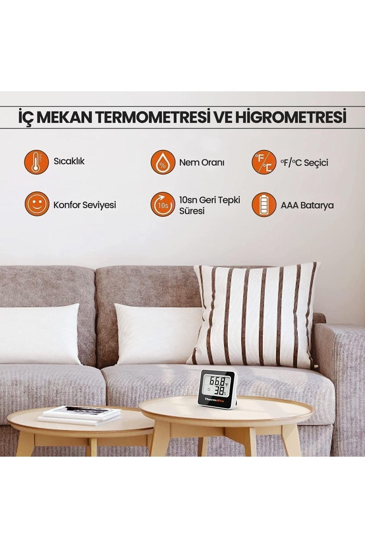 Thermopro Tp157 Iç Mekan (sera, Dolap, Bebek Odası) Hassas Sıcaklık Ve Nem Ölçer Mini Termometre