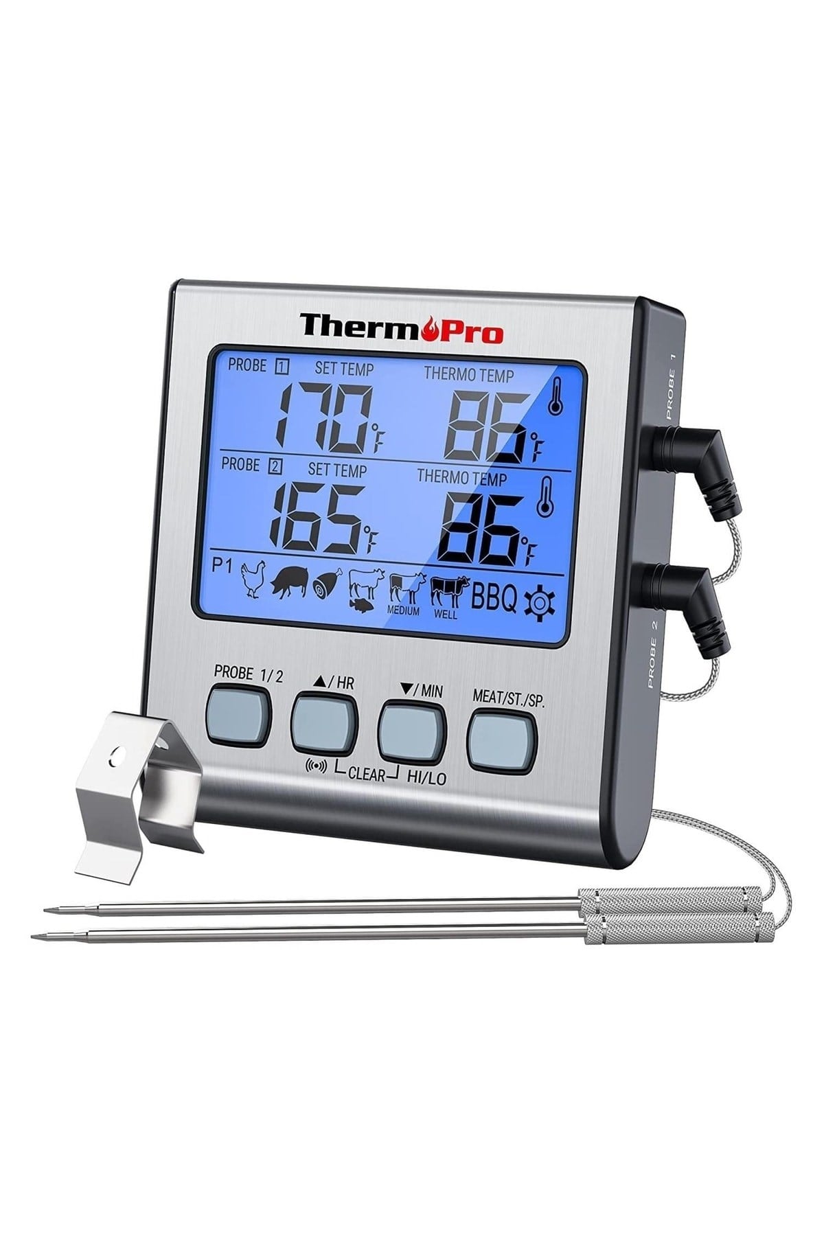 Thermopro Tp17 Alarmlı, Aydınlatmalı, Çift Çelik Problu Ve Profesyonel Gıda Pişirme Termometresi