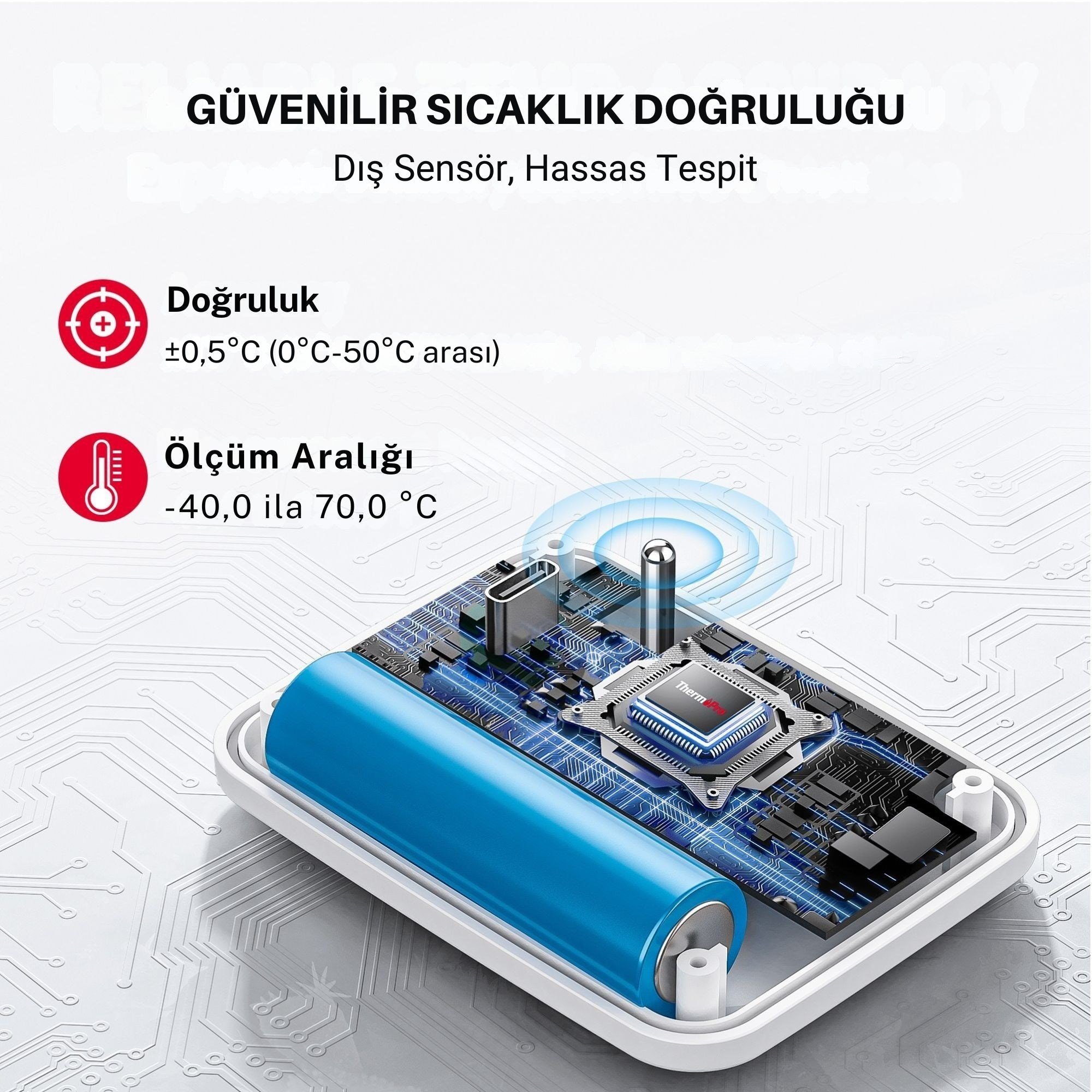 Thermopro TP210 150m Sensörlü Derin Dondurucu Buzdolabı Max/Min Sıcaklık Ölçer Termometre
