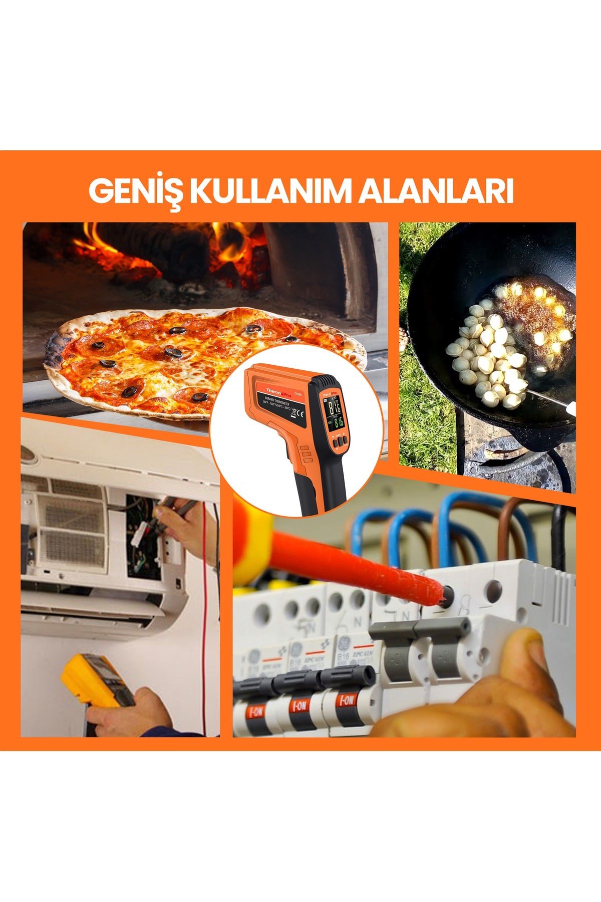 Thermopro Tp450 -50c/+550c Antişok Dual Lazer Endüstriyel Kızılötesi Temassız Termometre