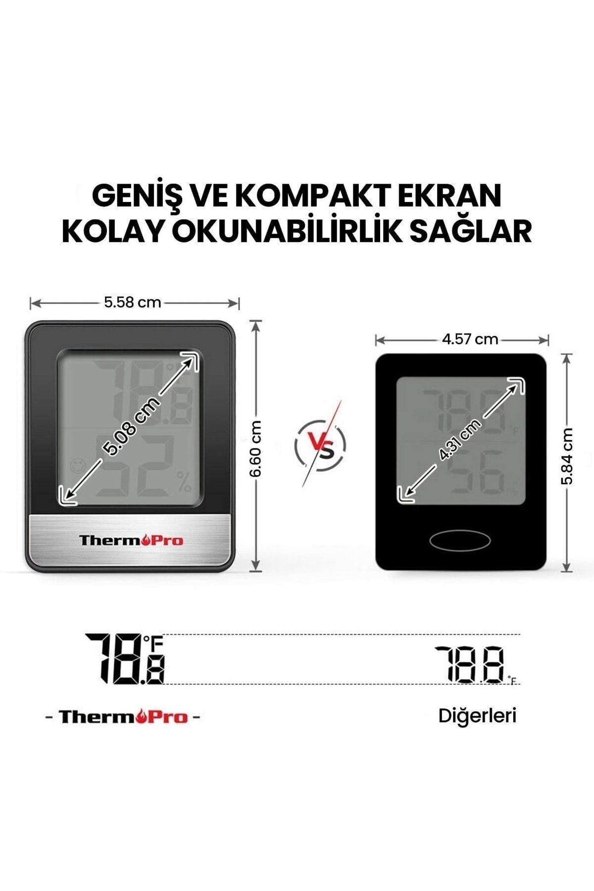 Thermopro Tp49b Mini Iç Mekan Dijital Sıcaklık Ve Nem Ölçer Termometre