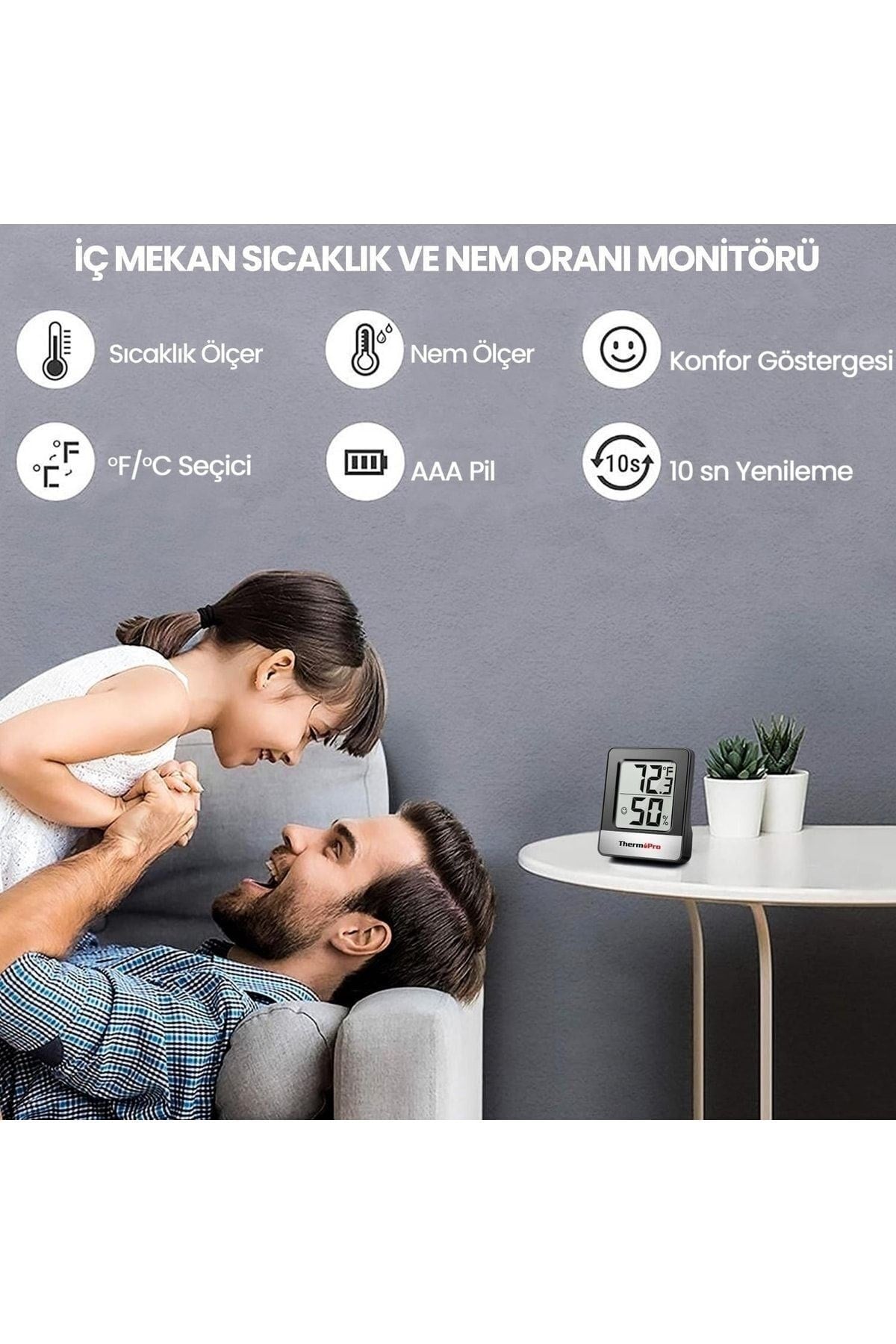 Thermopro Tp49b Mini Iç Mekan Dijital Sıcaklık Ve Nem Ölçer Termometre