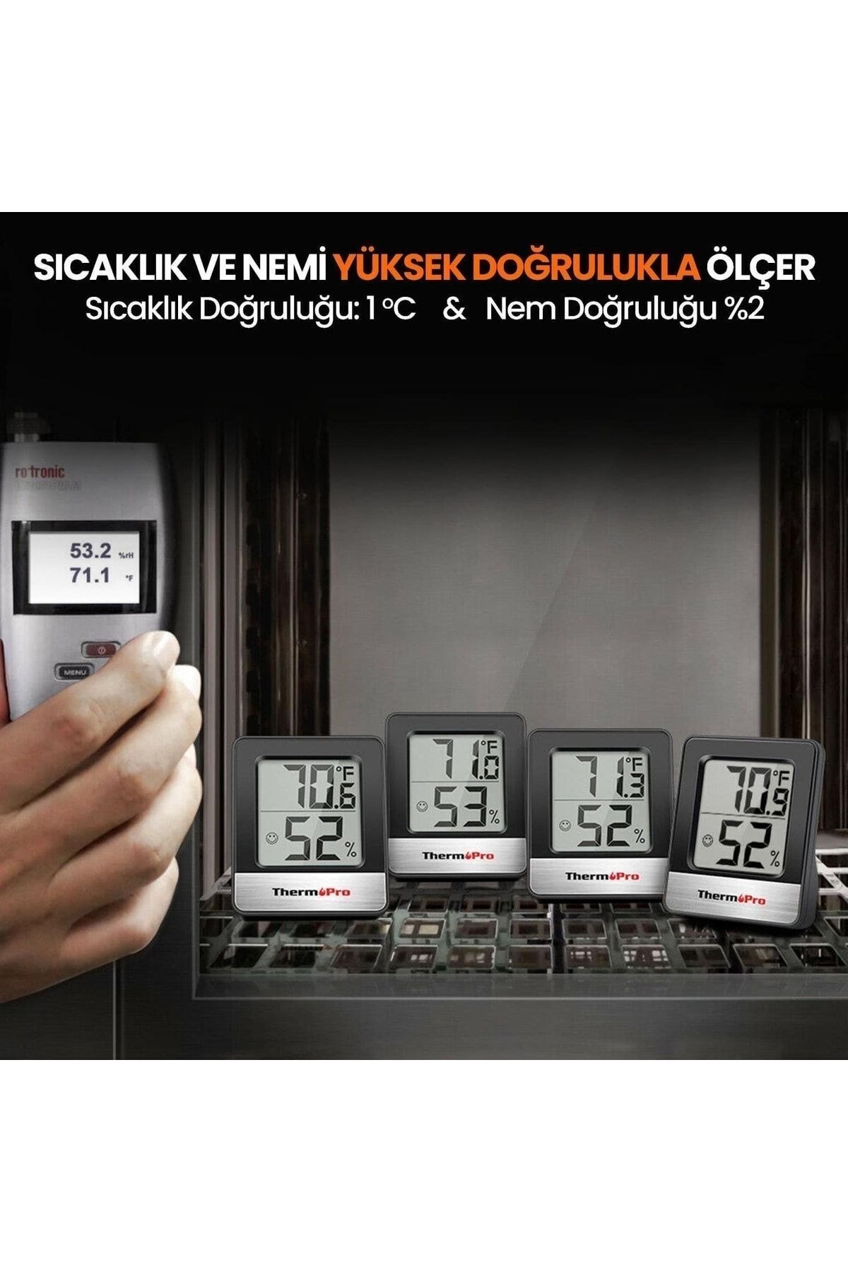 Thermopro Tp49b Mini Iç Mekan Dijital Sıcaklık Ve Nem Ölçer Termometre