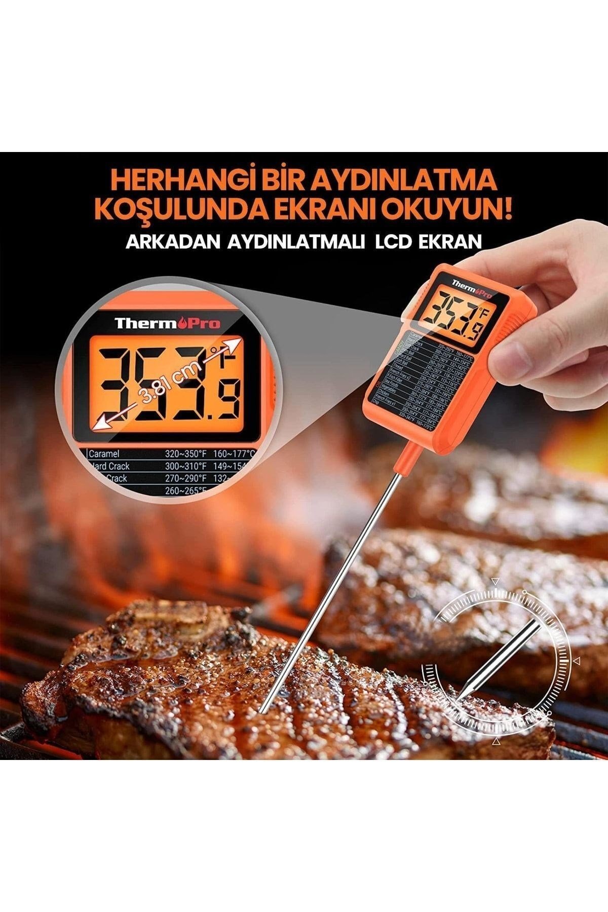 Thermopro Tp510 Su Geçirmez, Dijital Ve Işıklı Daldırma/saplama Profesyonel Gıda Termometresi