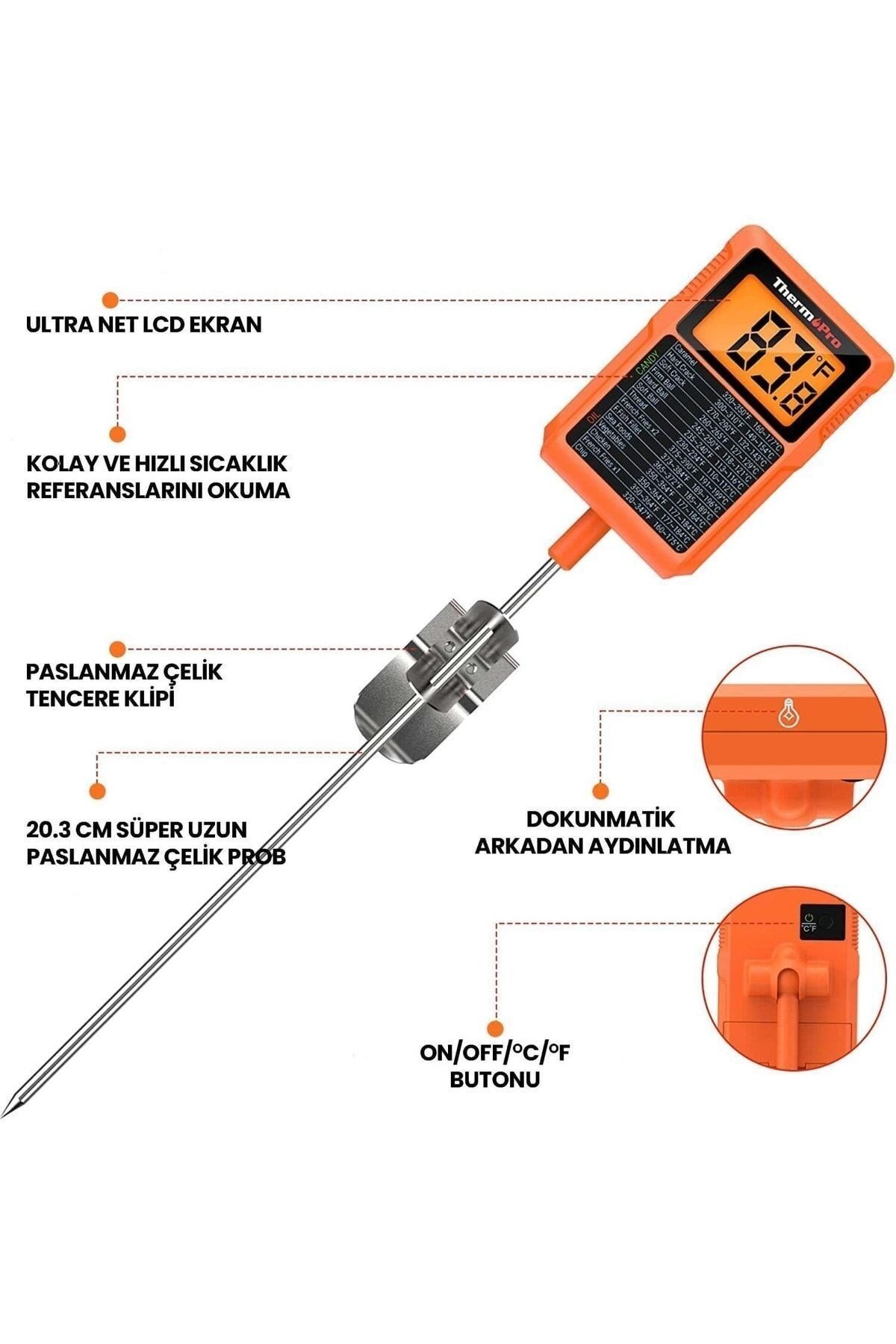 Thermopro Tp510 Su Geçirmez, Dijital Ve Işıklı Daldırma/saplama Profesyonel Gıda Termometresi