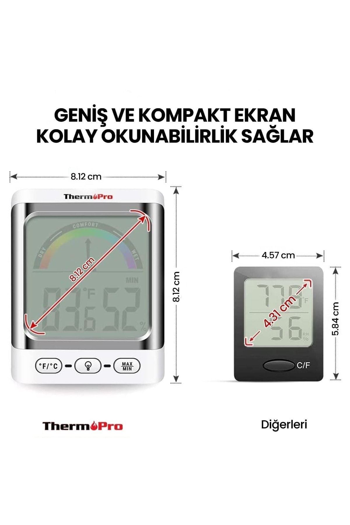Thermopro Tp52 Konfor Göstergesi Kadranlı Iç Mekan Dijital Sıcaklık Ve Nem Ölçer Termometre