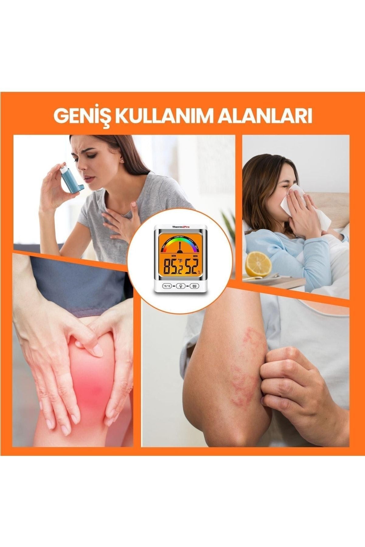 Thermopro Tp52 Konfor Göstergesi Kadranlı Iç Mekan Dijital Sıcaklık Ve Nem Ölçer Termometre