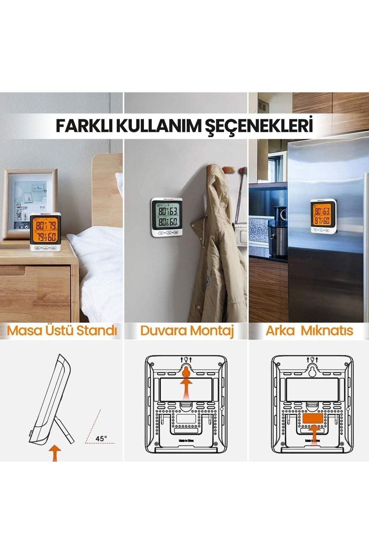 Thermopro Tp62 Iç Ve Dış Mekan (sensörlü) Dijital Sıcaklık Ve Nem Ölçer