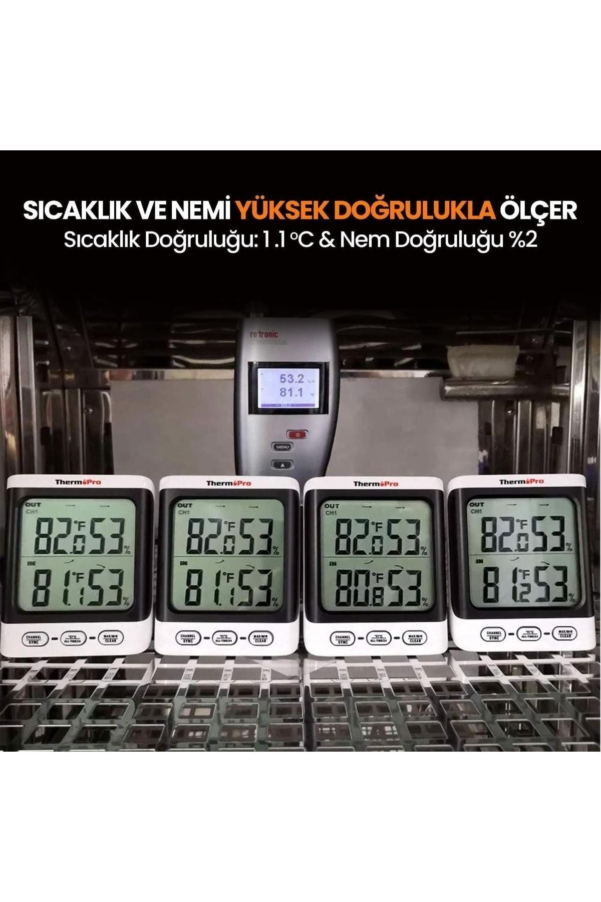 Thermopro Tp62 Iç Ve Dış Mekan (sensörlü) Dijital Sıcaklık Ve Nem Ölçer