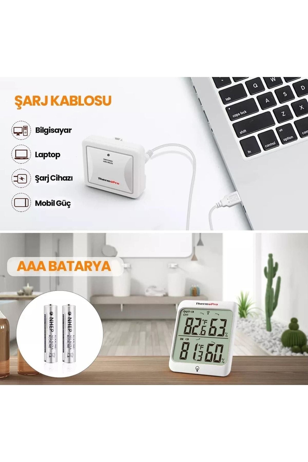 Thermopro Tp63c Iç Ve Dış Mekan (sensörlü) Dijital Sıcaklık Ve Nem Ölçer