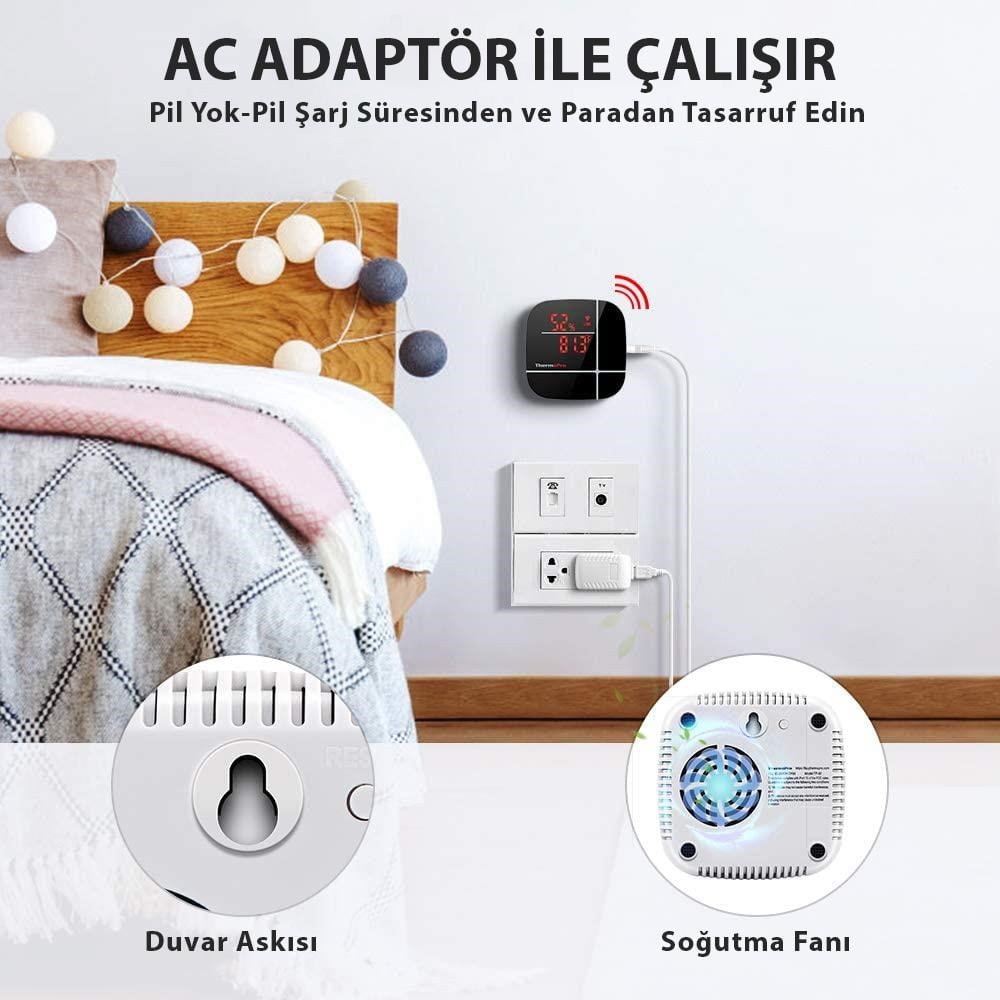 ThermoPro TP90 WiFi App Kontrollü Sıcaklık ve Nem Termometresi