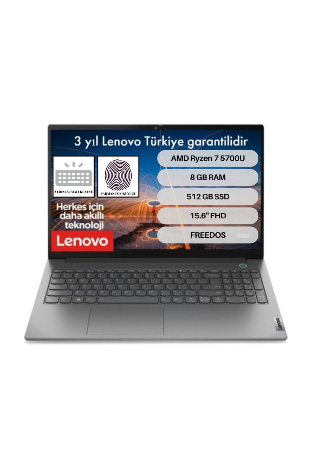 Thinkbook 15 G3 Acl Amd Ryzen 7 5700u 8 Gb 512 Gb Ssd Freedos 15.6