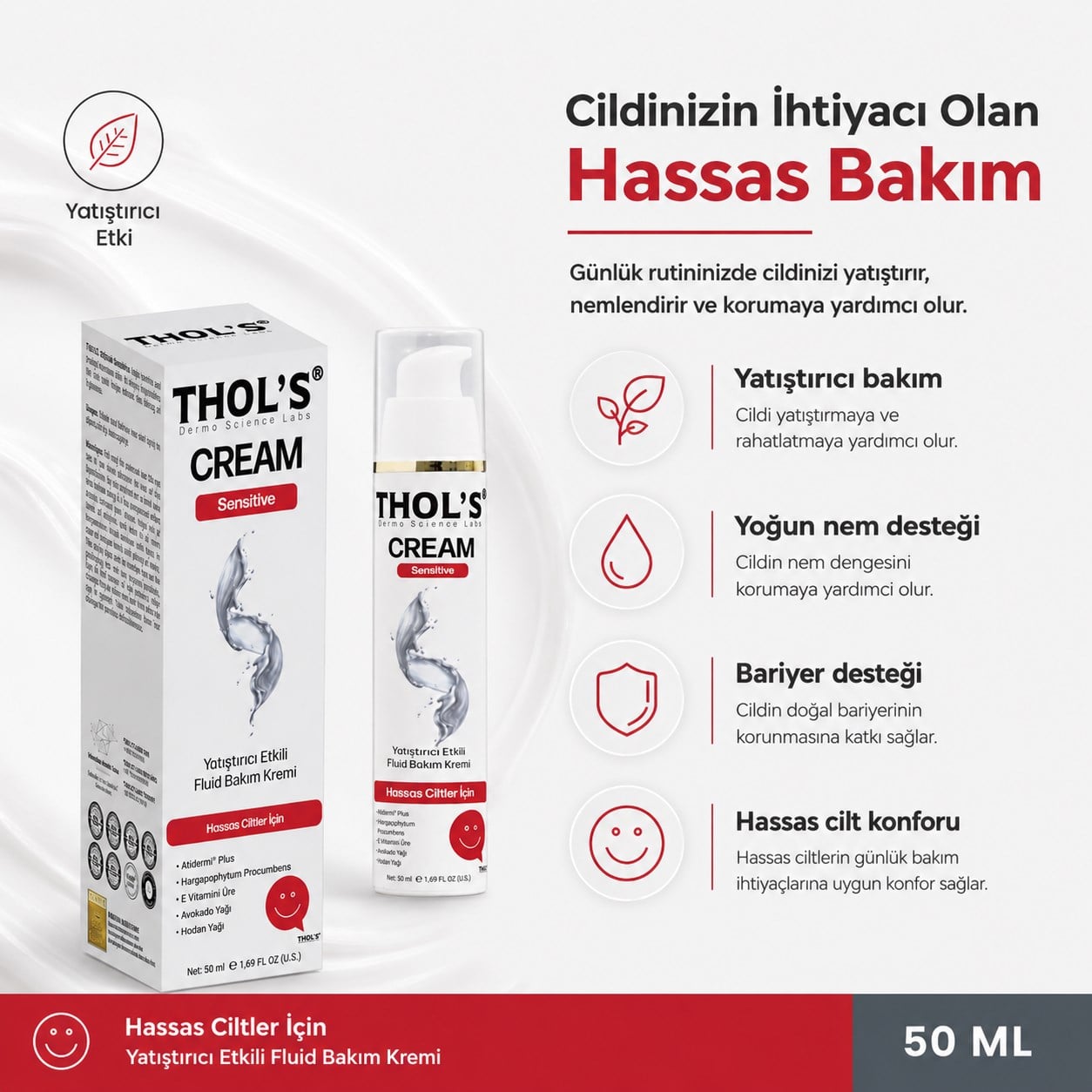 THOL’S Cream Sensitive Yatıştırıcı Etkili Fluid Bakım Kremi