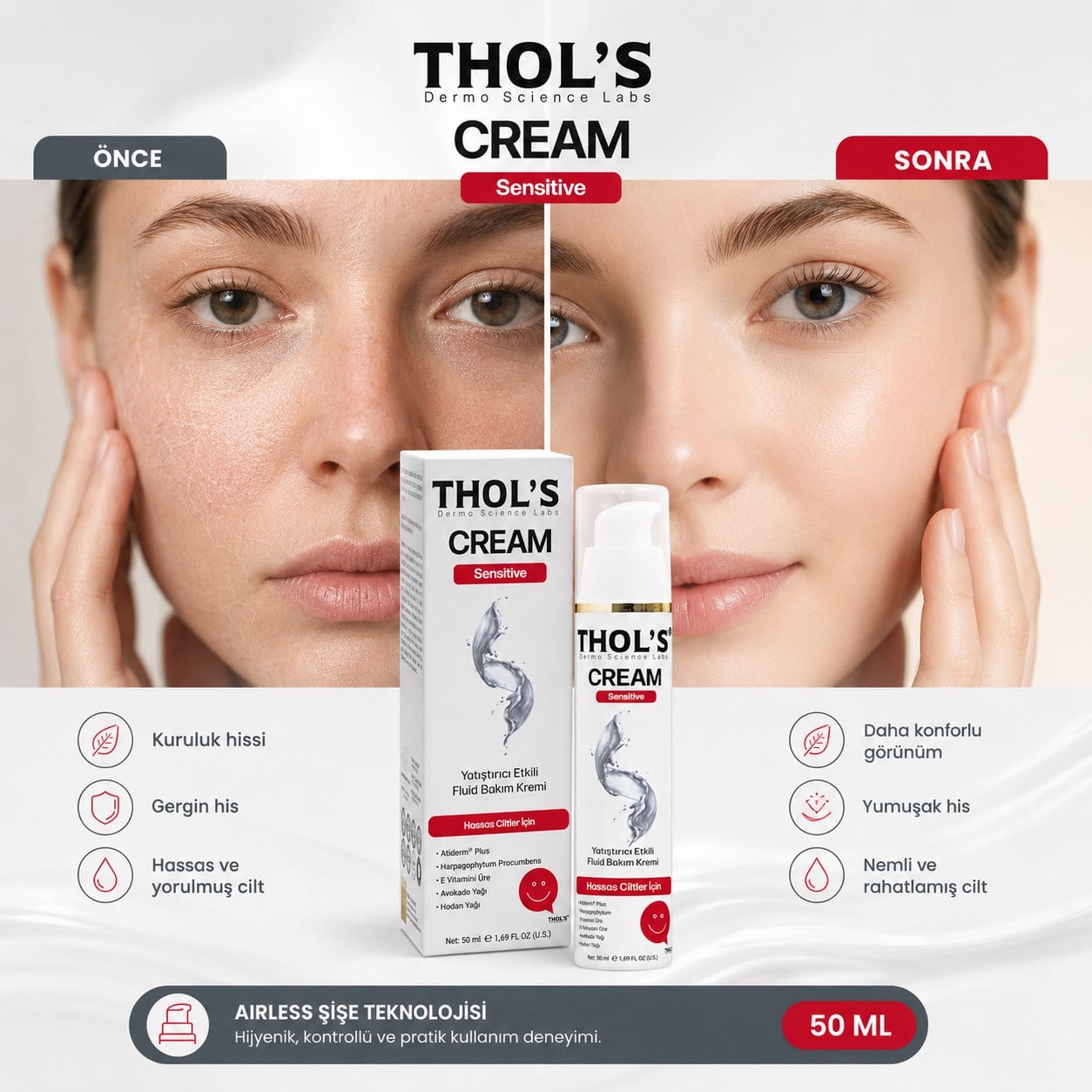 THOL’S Cream Sensitive Yatıştırıcı Etkili Fluid Bakım Kremi