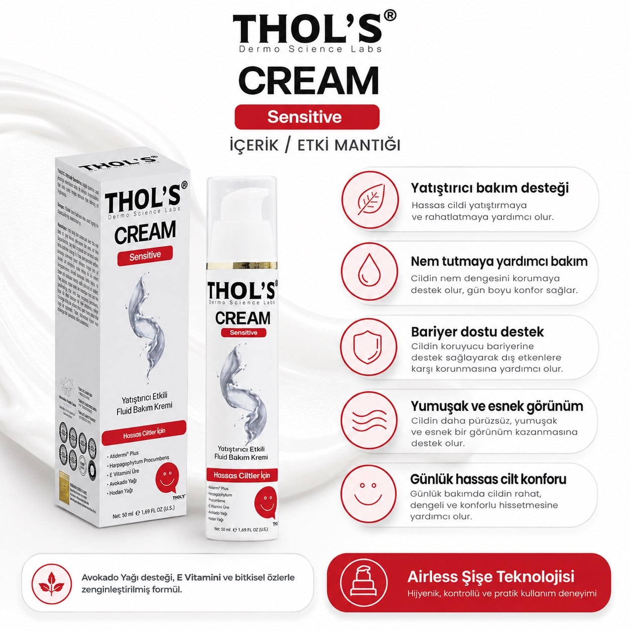 THOL’S Cream Sensitive Yatıştırıcı Etkili Fluid Bakım Kremi