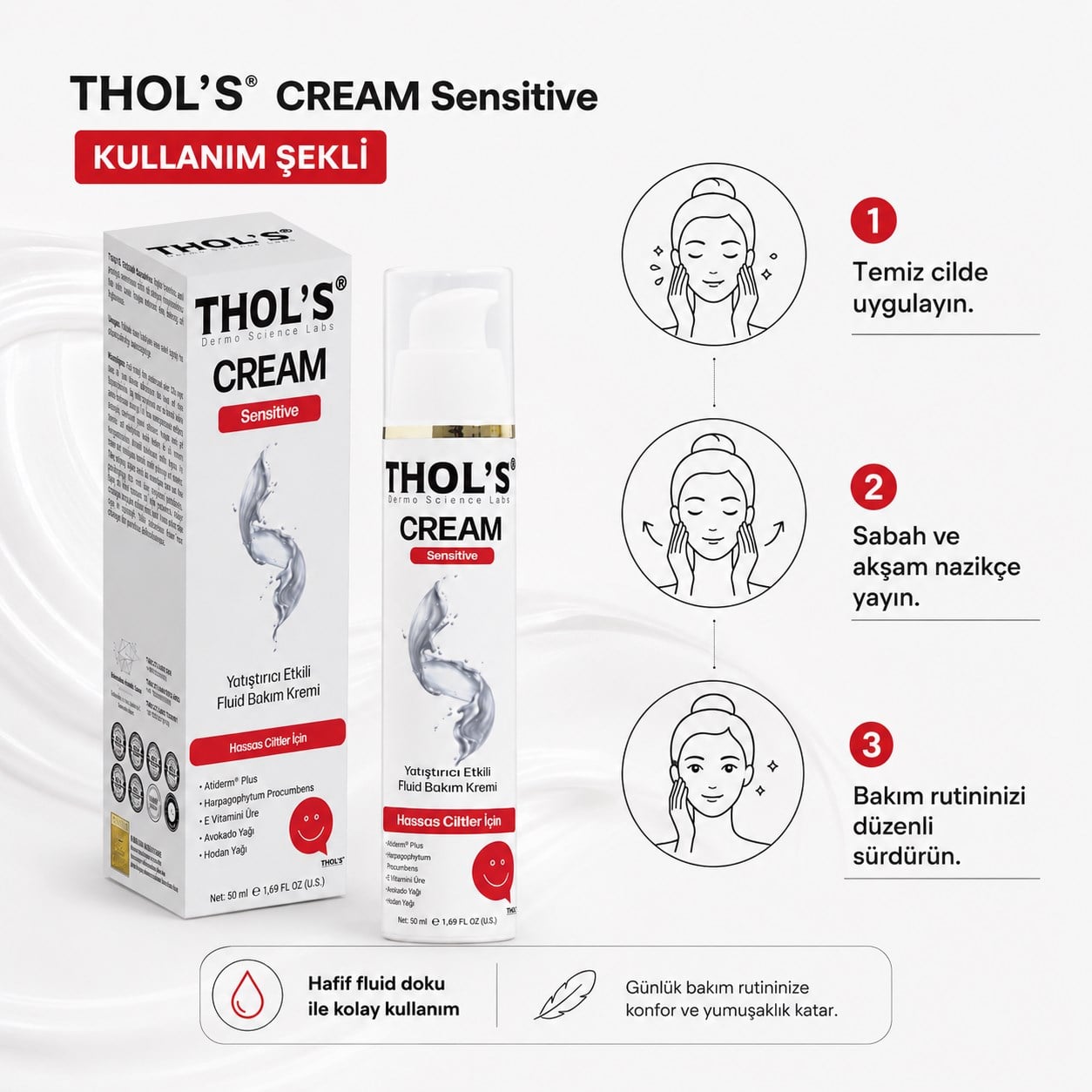 THOL’S Cream Sensitive Yatıştırıcı Etkili Fluid Bakım Kremi
