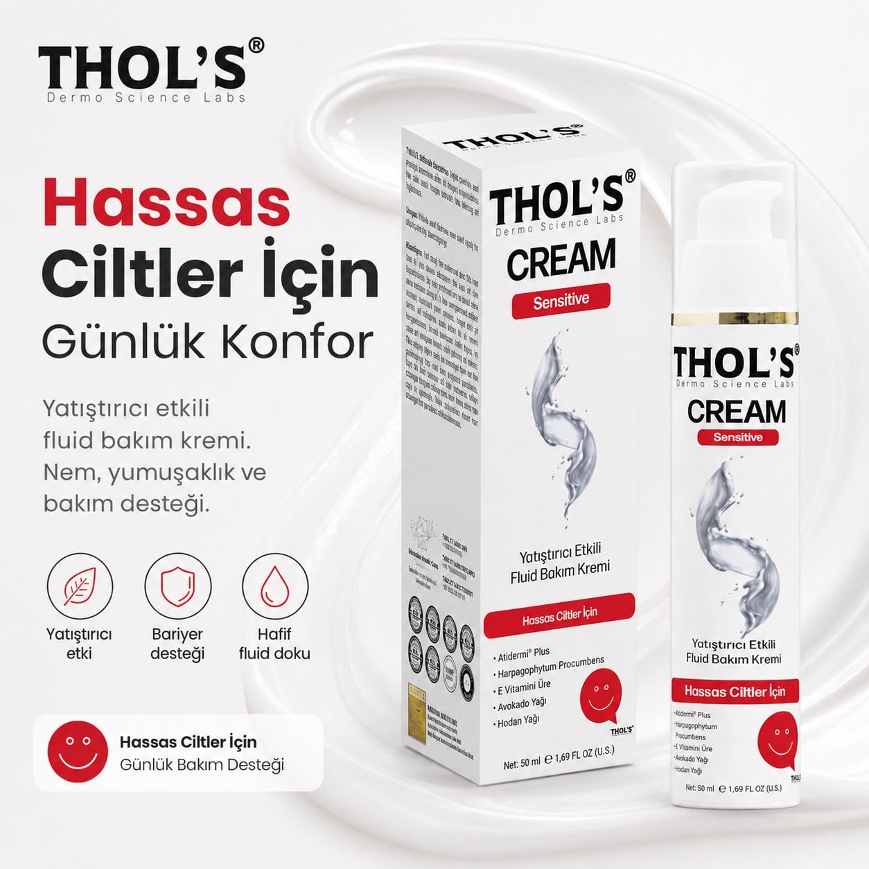 THOL’S Cream Sensitive Yatıştırıcı Etkili Fluid Bakım Kremi