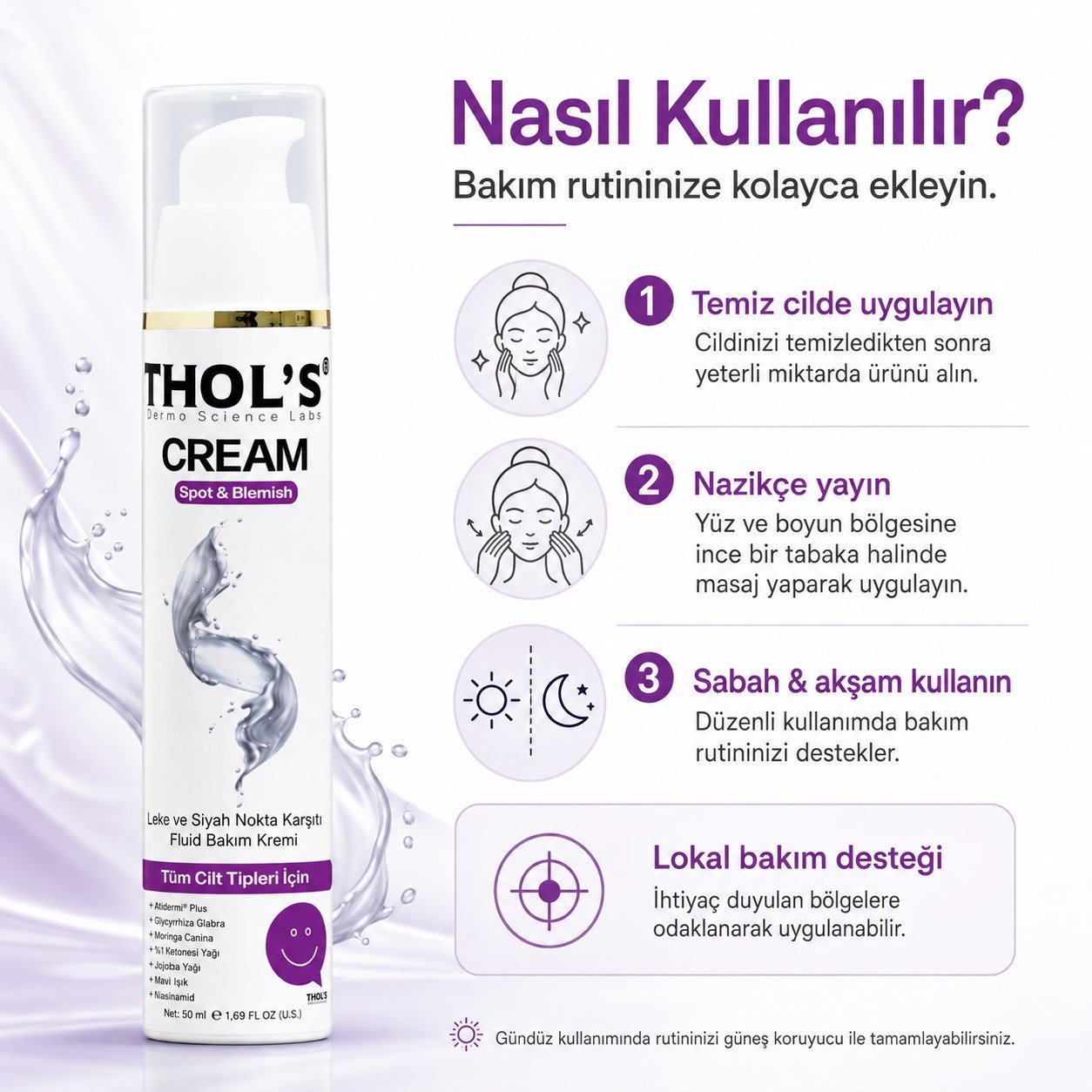 THOL’S Cream Spot & Blemish Leke ve Siyah Nokta Karşıtı Fluid Bakım Kremi 50 ml
