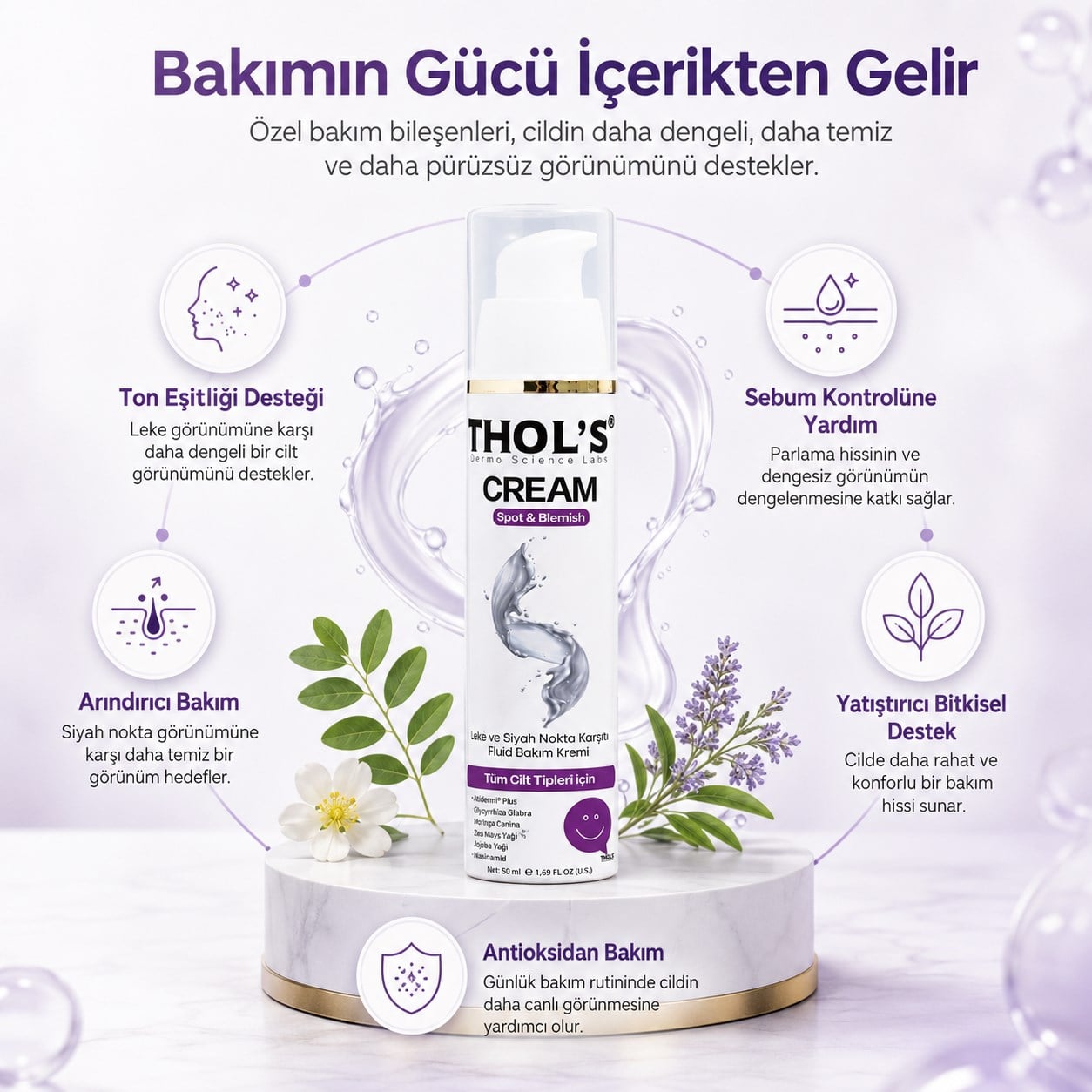 THOL’S Cream Spot & Blemish Leke ve Siyah Nokta Karşıtı Fluid Bakım Kremi 50 ml