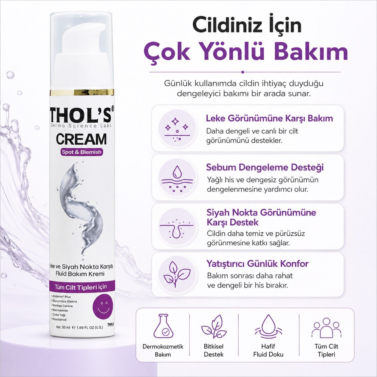 THOL’S Cream Spot & Blemish Leke ve Siyah Nokta Karşıtı Fluid Bakım Kremi 50 ml