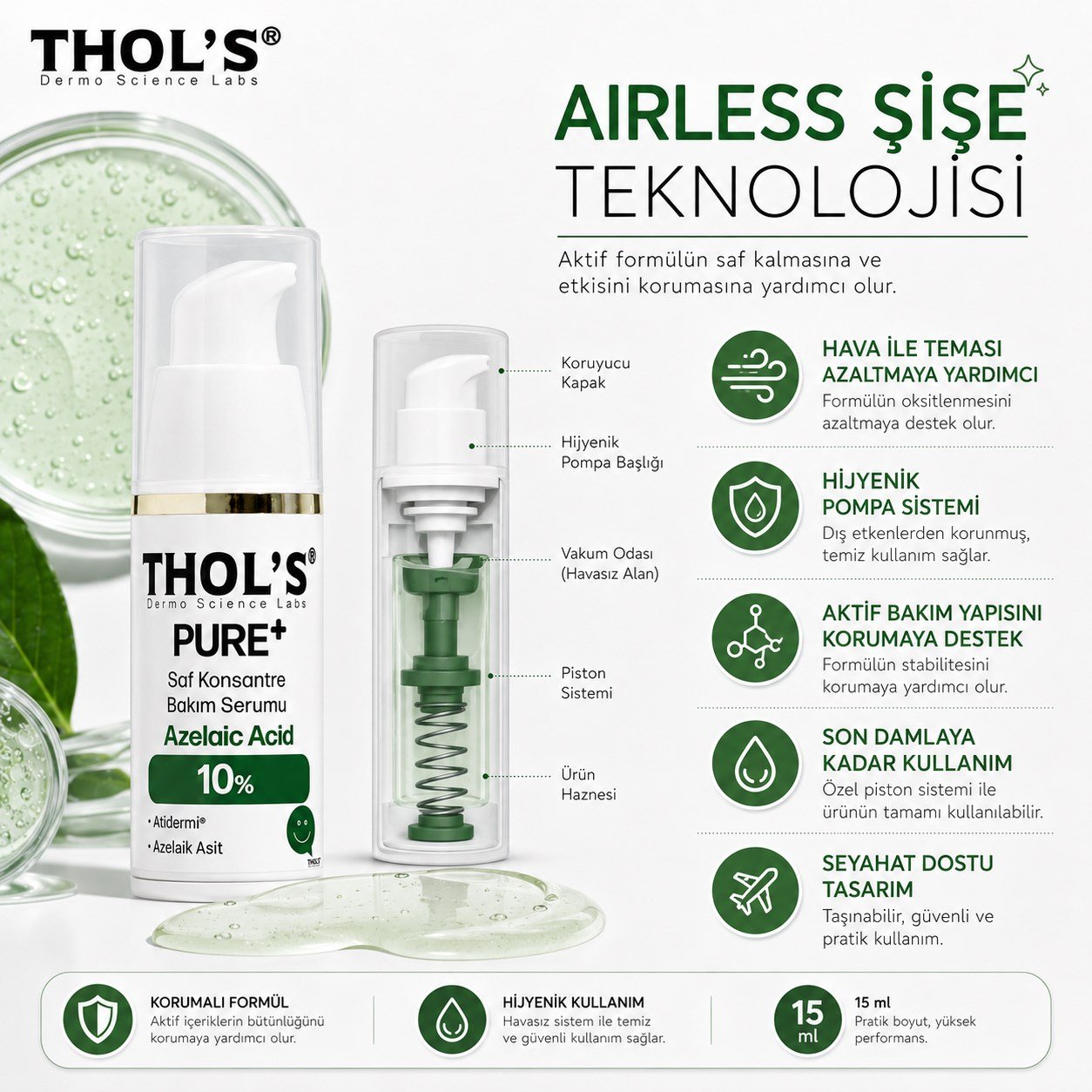 THOL’S PURE+ Azelaic Acid 10% Saf Konsantre Bakım Serumu - 15 ml