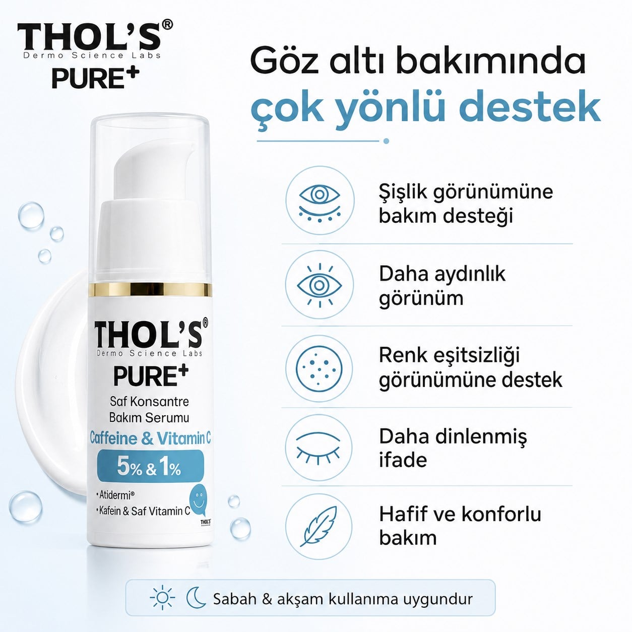 THOL’S PURE+ Caffeine & Vitamin C 5% & 1% Saf Konsantre Bakım Serumu - 15 ml
