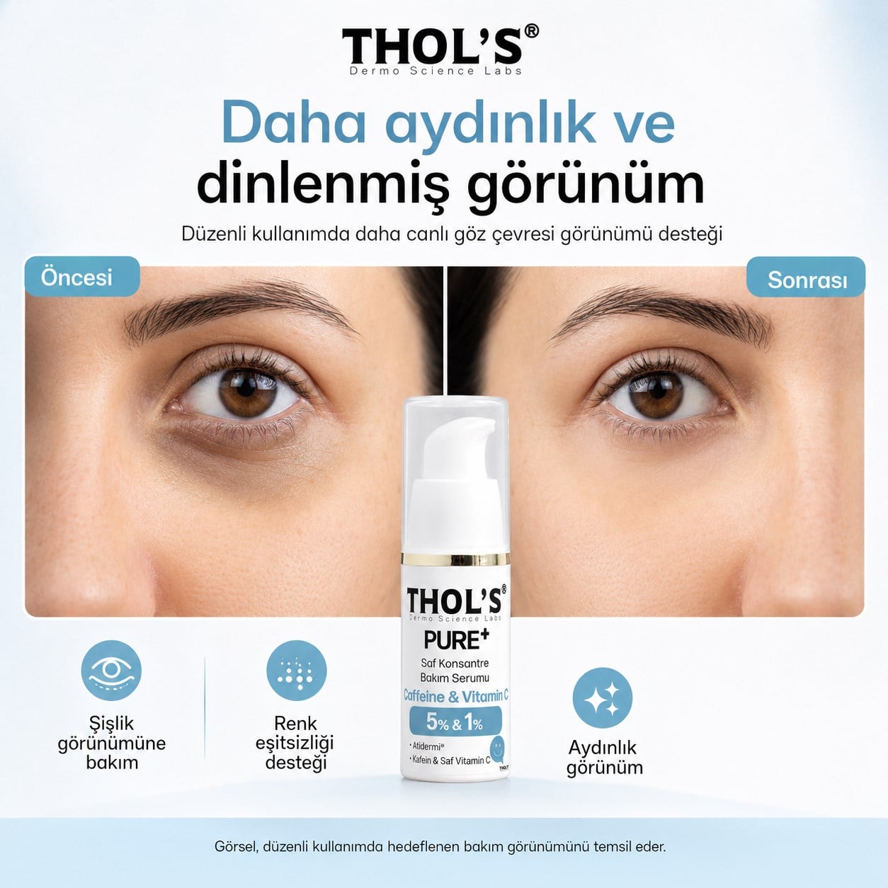 THOL’S PURE+ Caffeine & Vitamin C 5% & 1% Saf Konsantre Bakım Serumu - 15 ml