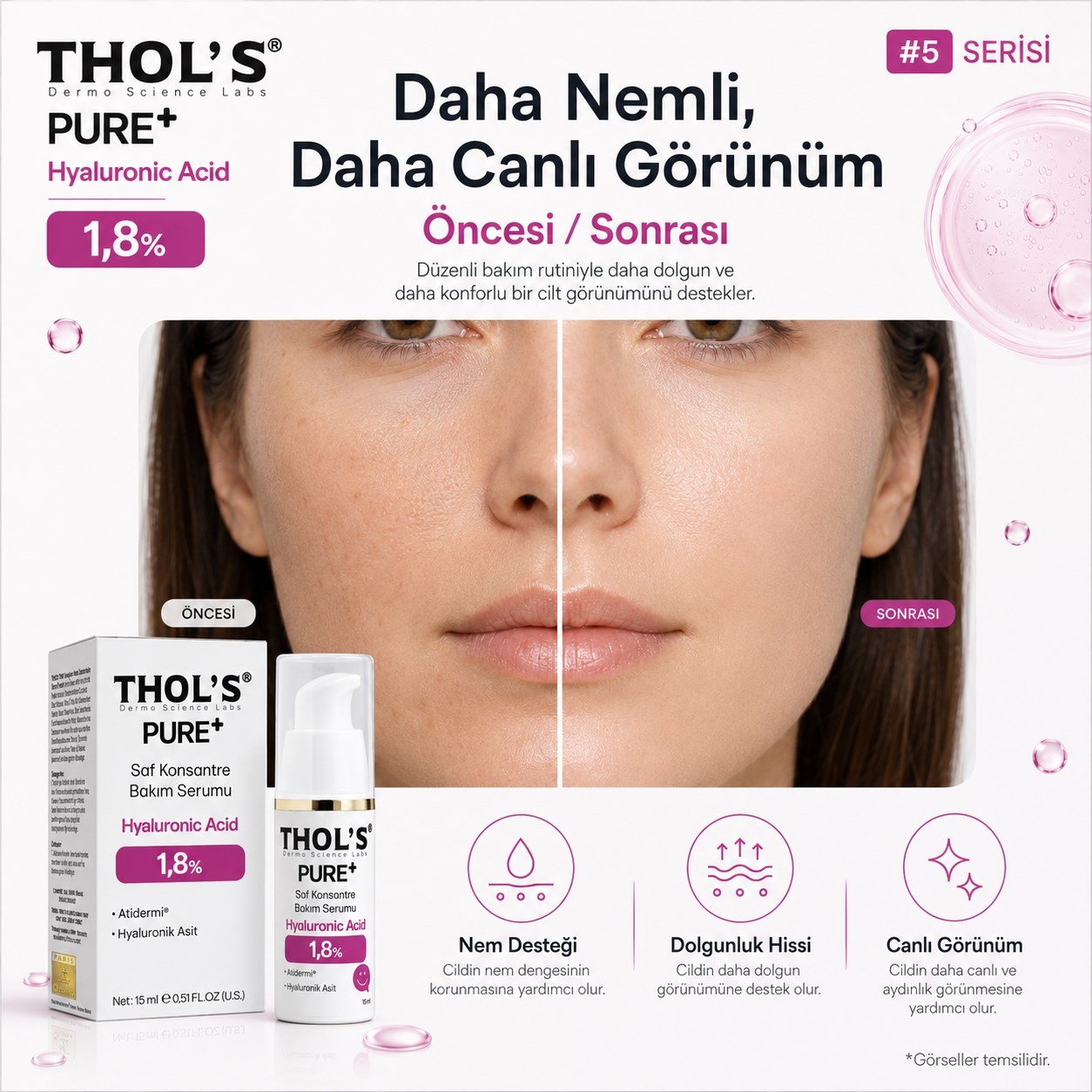 THOL’S PURE+ Hyaluronic Acid 1,8% Saf Konsantre Bakım Serumu - 15 ml