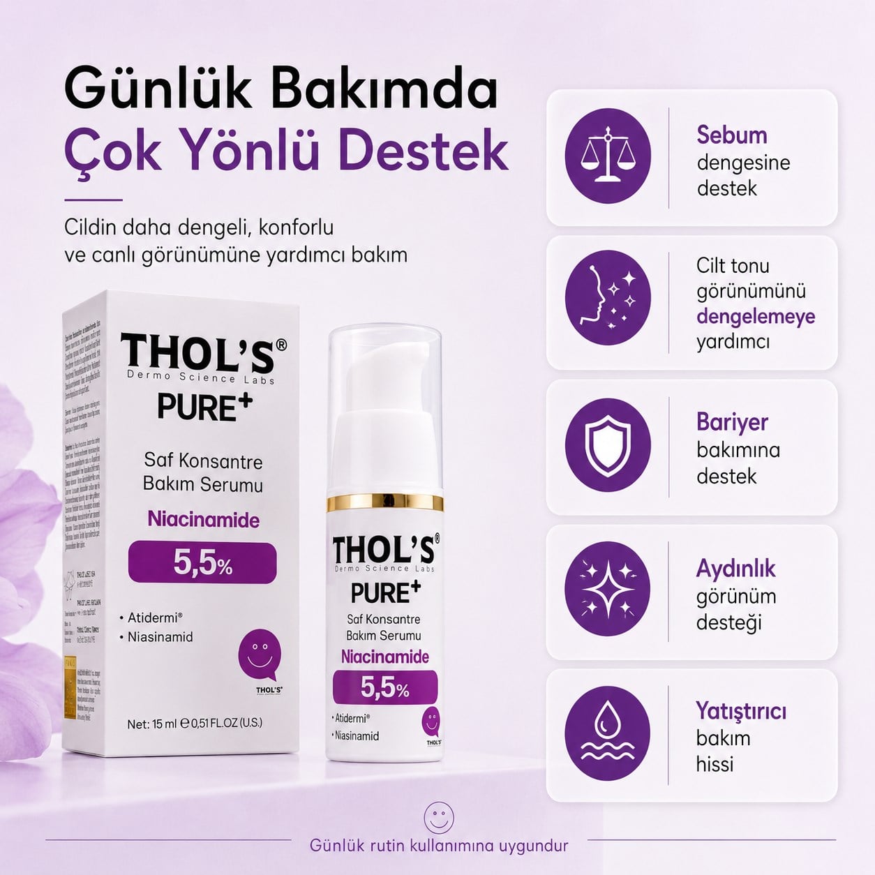 THOL’S PURE+ Niacinamide 5,5% Saf Konsantre Bakım Serumu - 15 ml