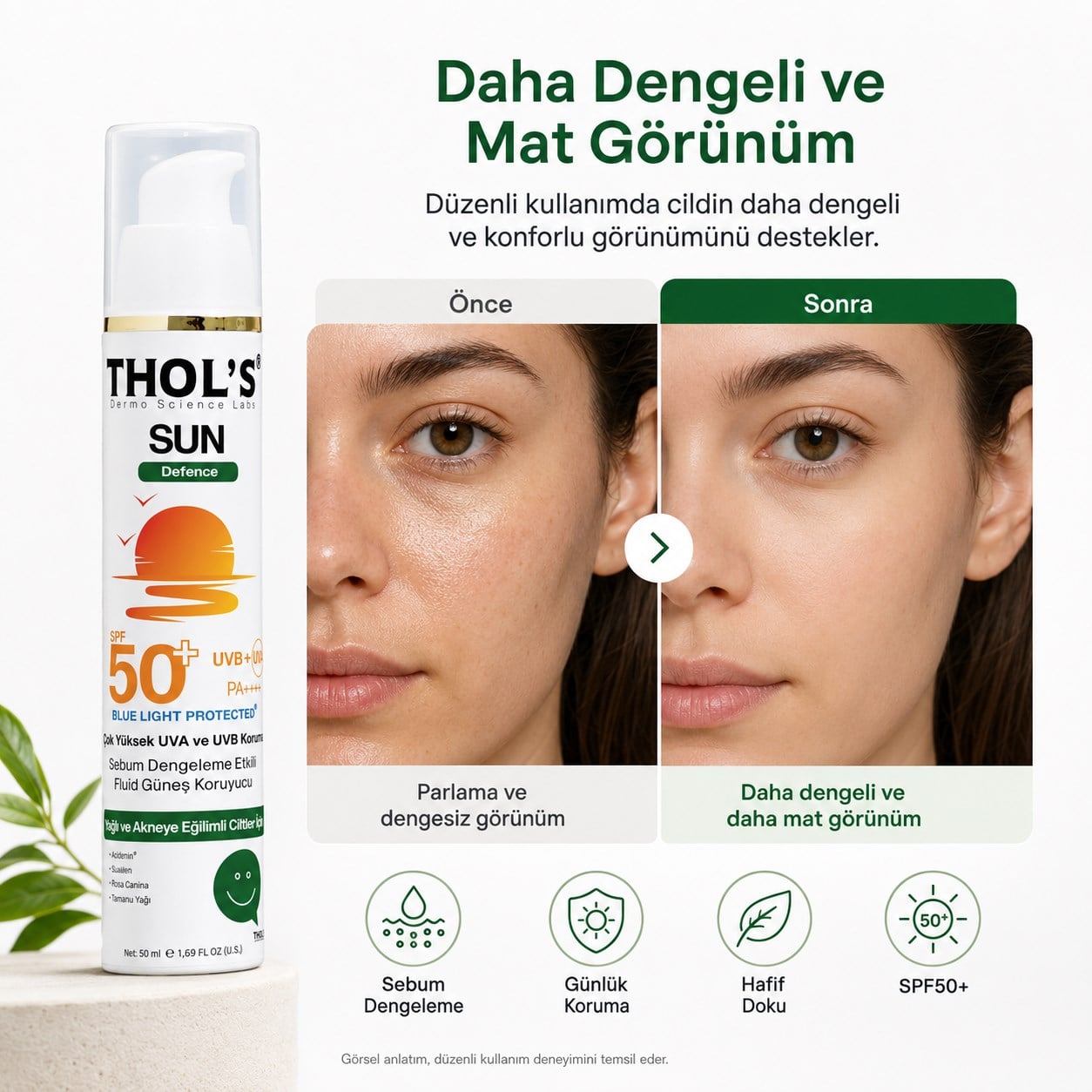 THOL’S Sun Defence Sebum Dengeleme Etkili Fluid Güneş Koruyucu SPF50+ 50 ml
