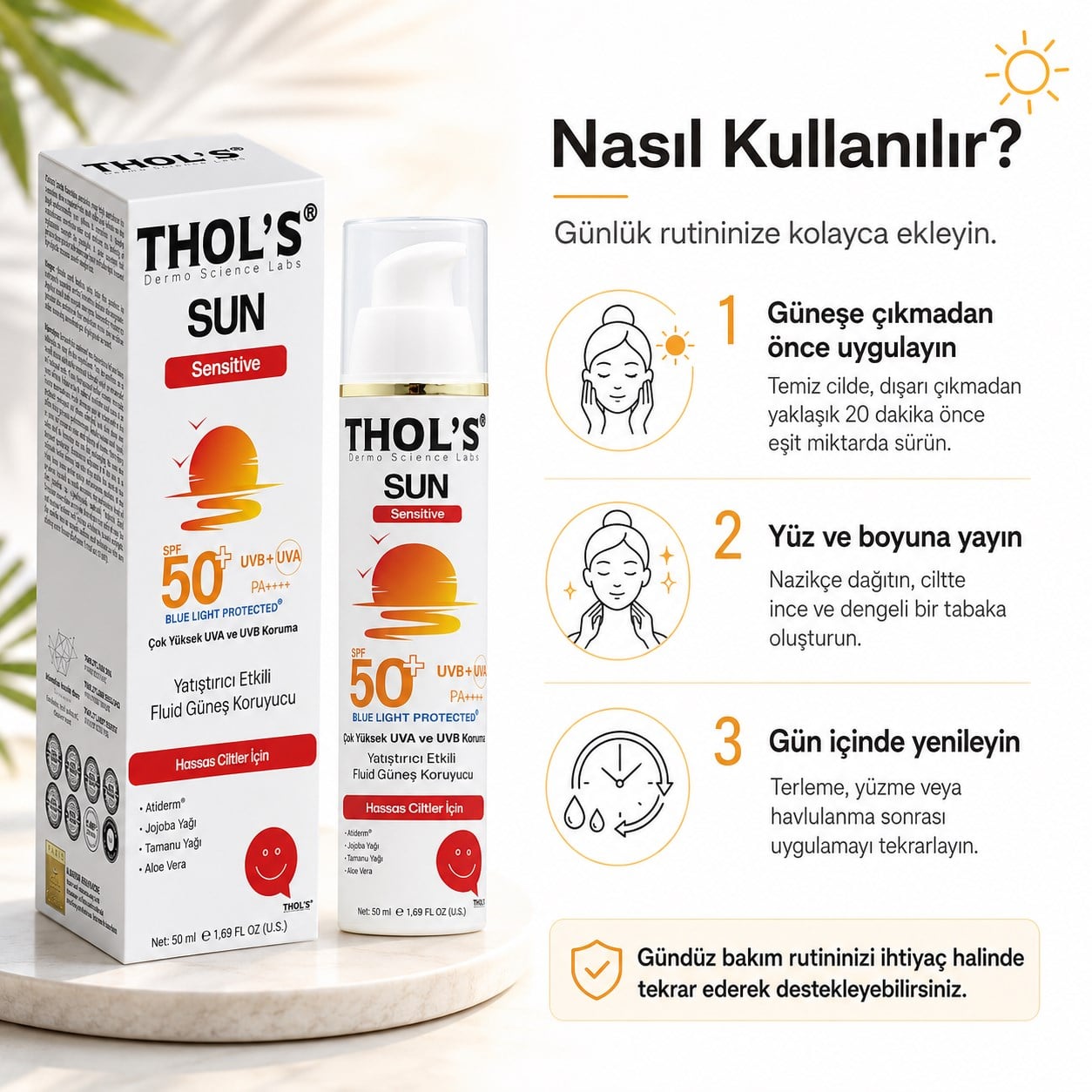 THOL’S Sun Sensitive Yatıştırıcı Etkili Fluid Güneş Koruyucu SPF50+ 50 ml