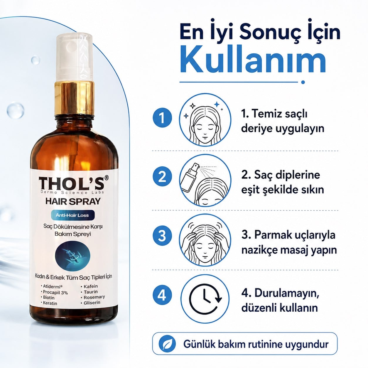 THOL'S HAIR SPRAY ANTI-HAIR LOSS (TB31) SAÇ DÖKÜLMESİNE KARŞI BAKIM SPREYİ - 50 ML