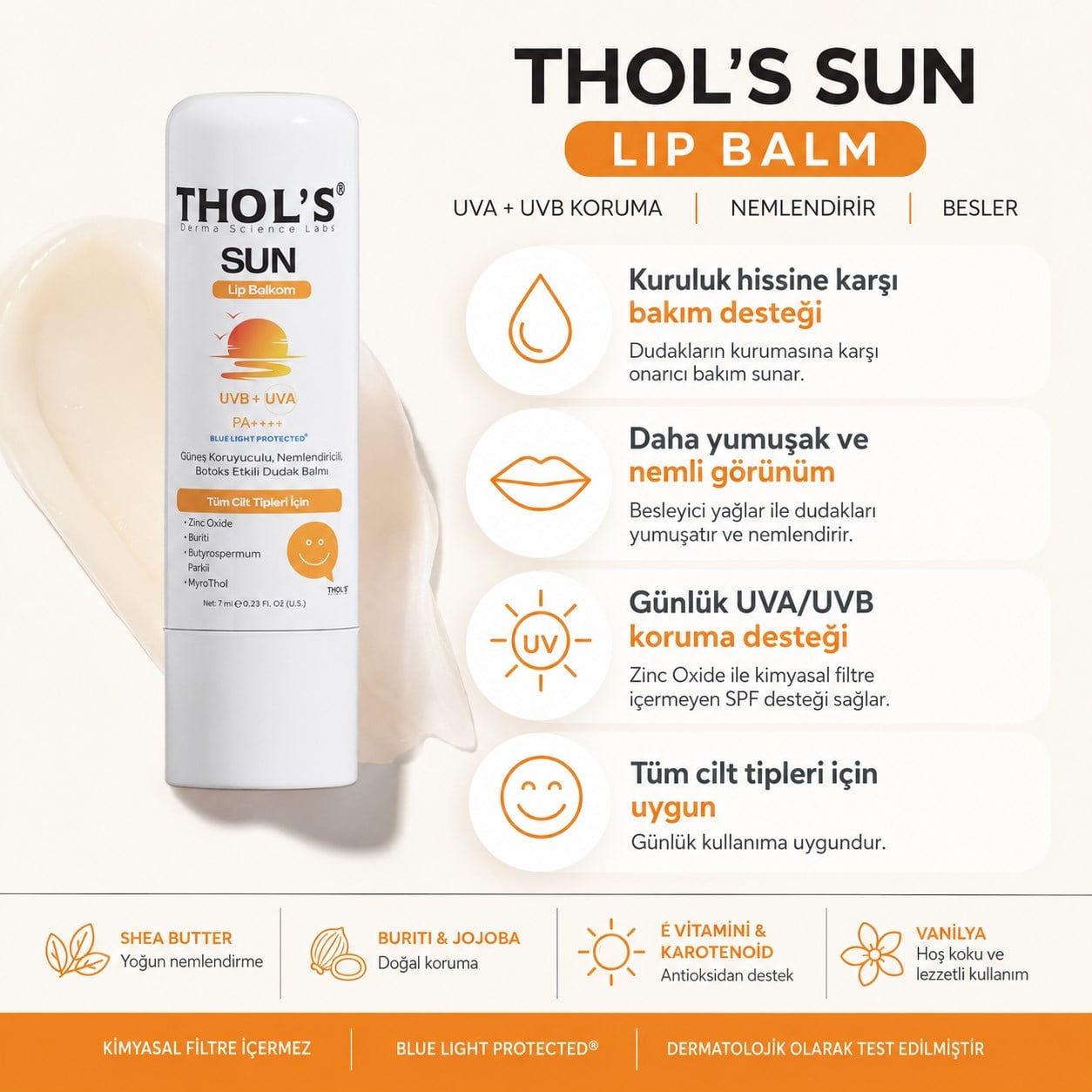 THOL'S Sun TB17 Lip Balm Dudak Bakımı Dolgu Etkili Güneş Koruyucu - 7 ml