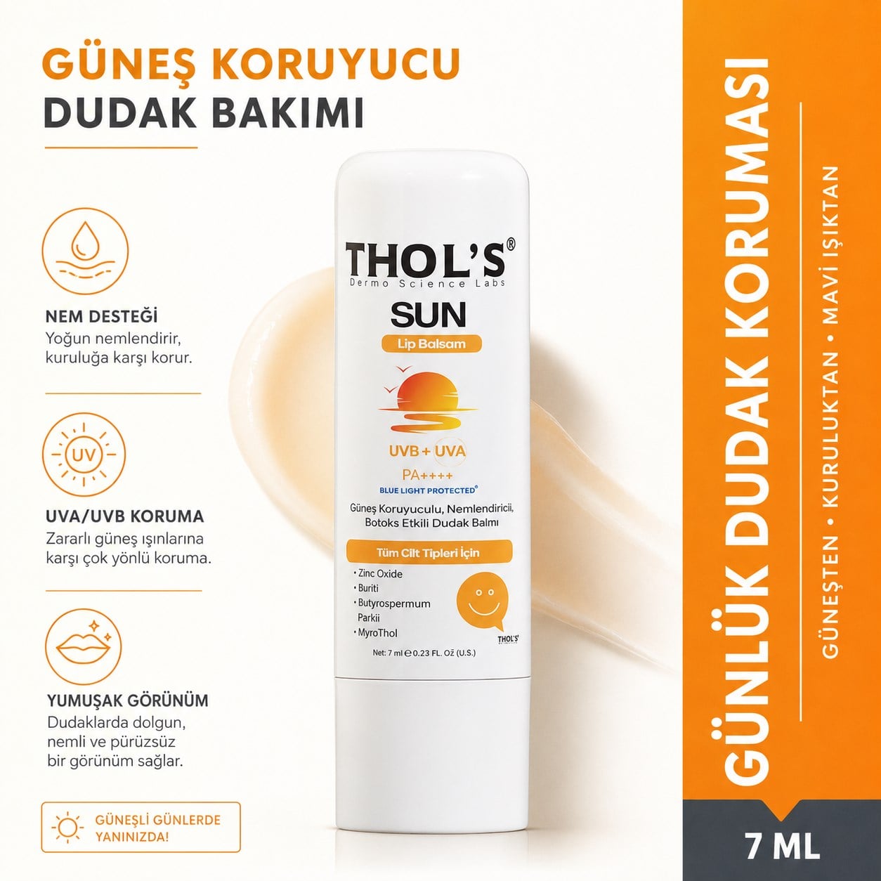 THOL'S Sun TB17 Lip Balm Dudak Bakımı Dolgu Etkili Güneş Koruyucu - 7 ml