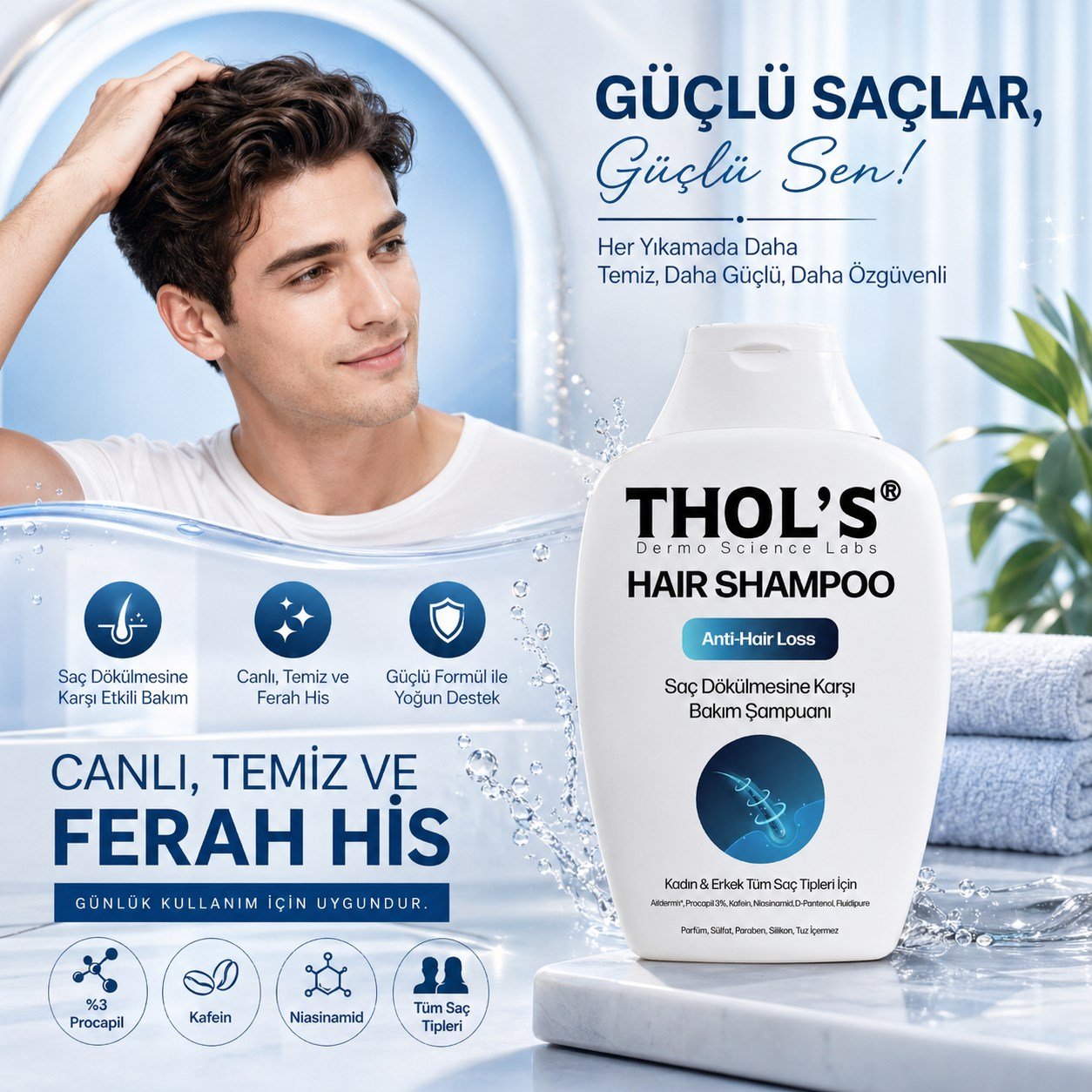 THOLS TB28 Saç Dökülmesine Karşı Bakım Şampuanı Tüm Saçlar ve Günlük Kullanım 300 ML