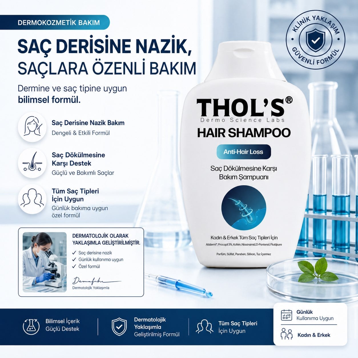THOLS TB28 Saç Dökülmesine Karşı Bakım Şampuanı Tüm Saçlar ve Günlük Kullanım 300 ML