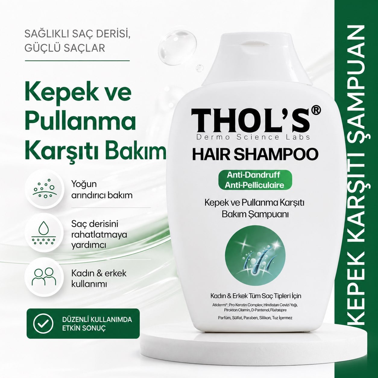THOLS TB30 Kepek ve Pullanma Karşıtı Bakım Şampuan Tüm Saçlar ve Günlük Kullanım 300 ML