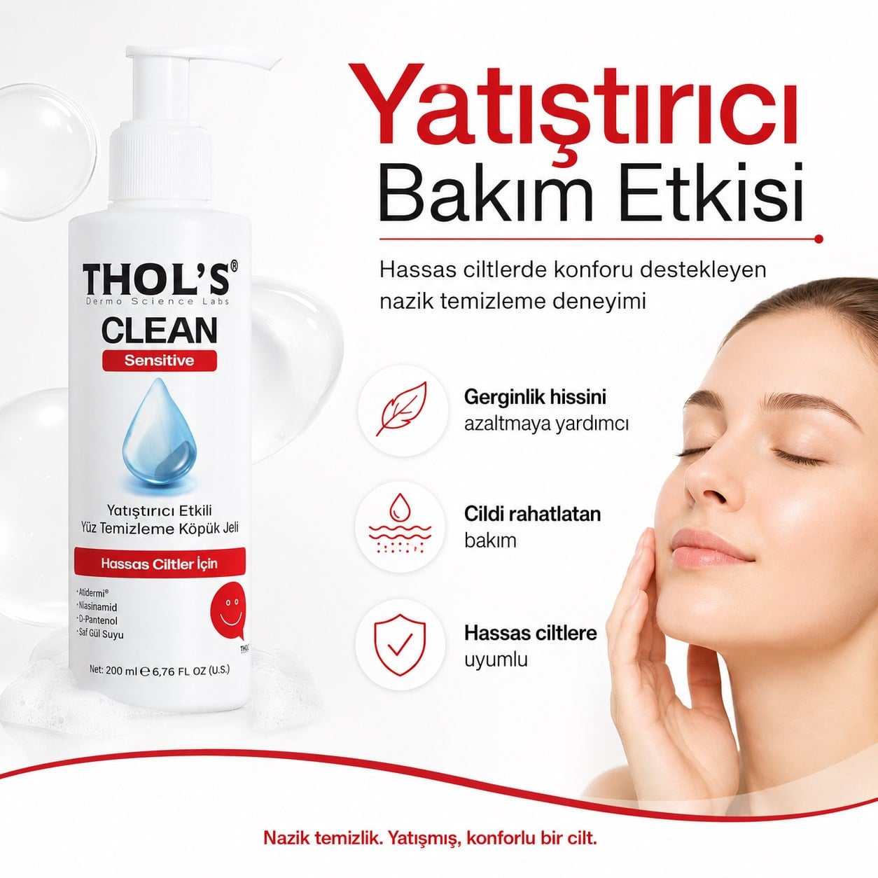 Thols TB5 Hassas Ciltler İçin Yatıştırıcı Yüz Yıkama Jeli Niasinamid ve Panthenol Bariyer Desteği 200 ml