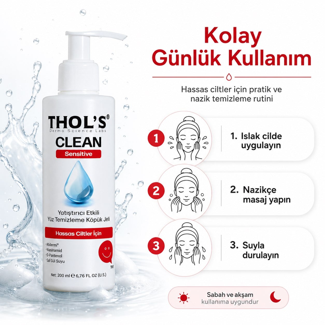 Thols TB5 Hassas Ciltler İçin Yatıştırıcı Yüz Yıkama Jeli Niasinamid ve Panthenol Bariyer Desteği 200 ml