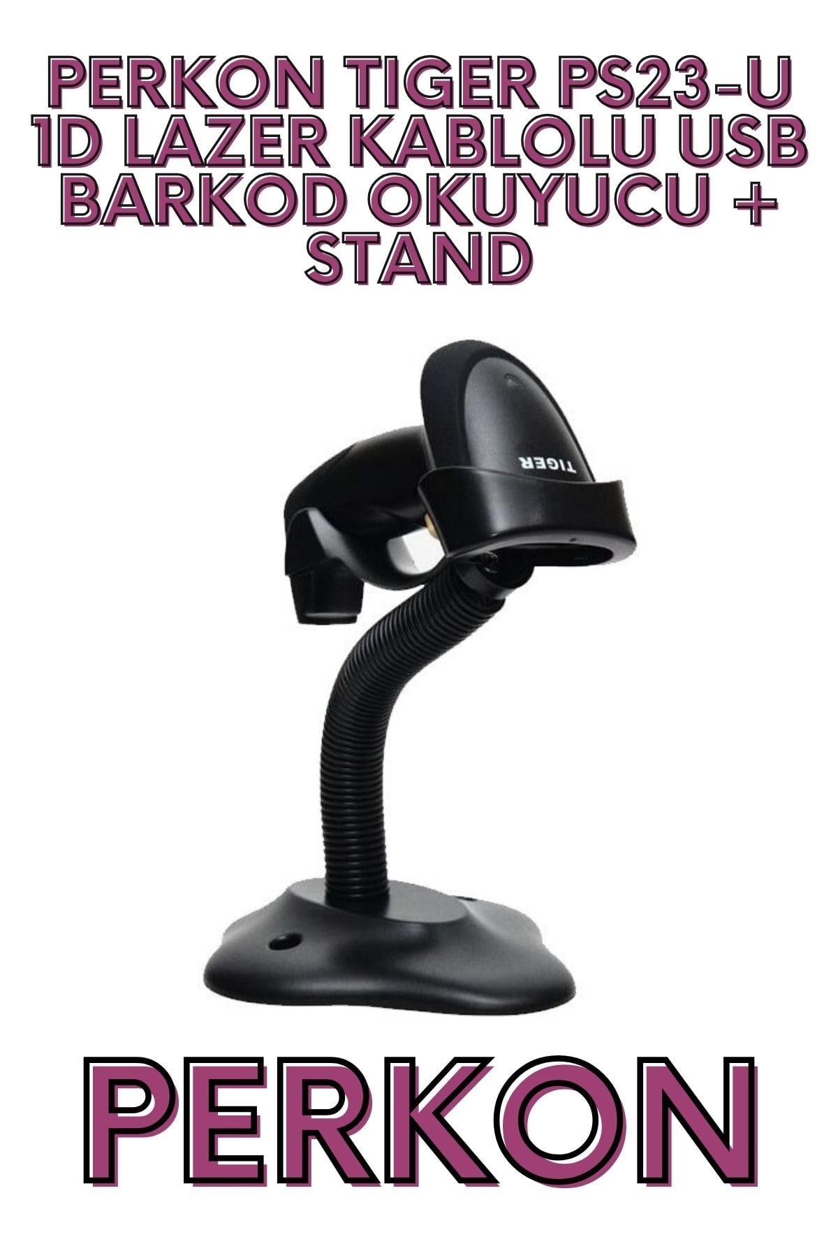 TIGER PS23-U 1D LAZER KABLOLU USB BARKOD OKUYUCU + STAND