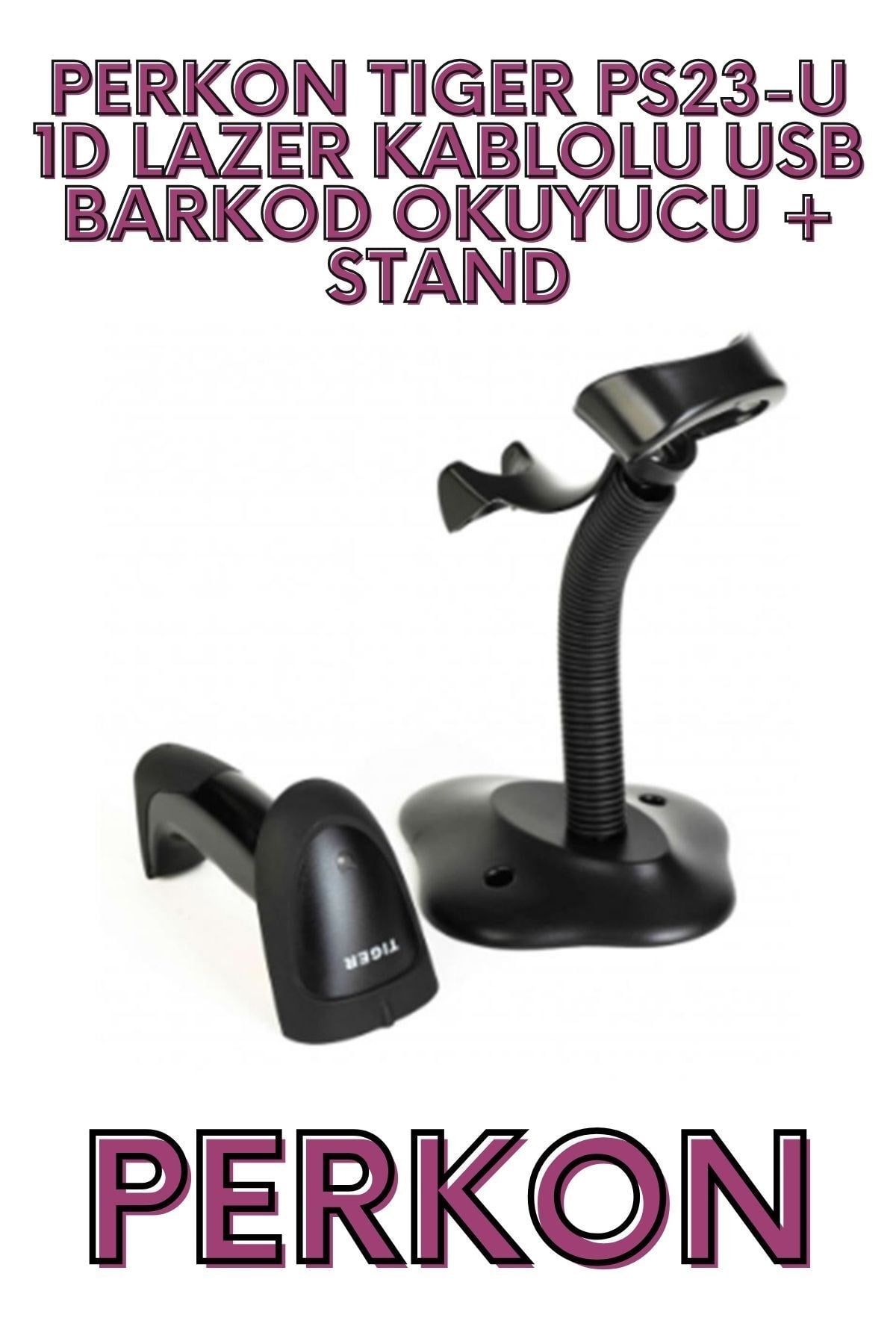 TIGER PS23-U 1D LAZER KABLOLU USB BARKOD OKUYUCU + STAND